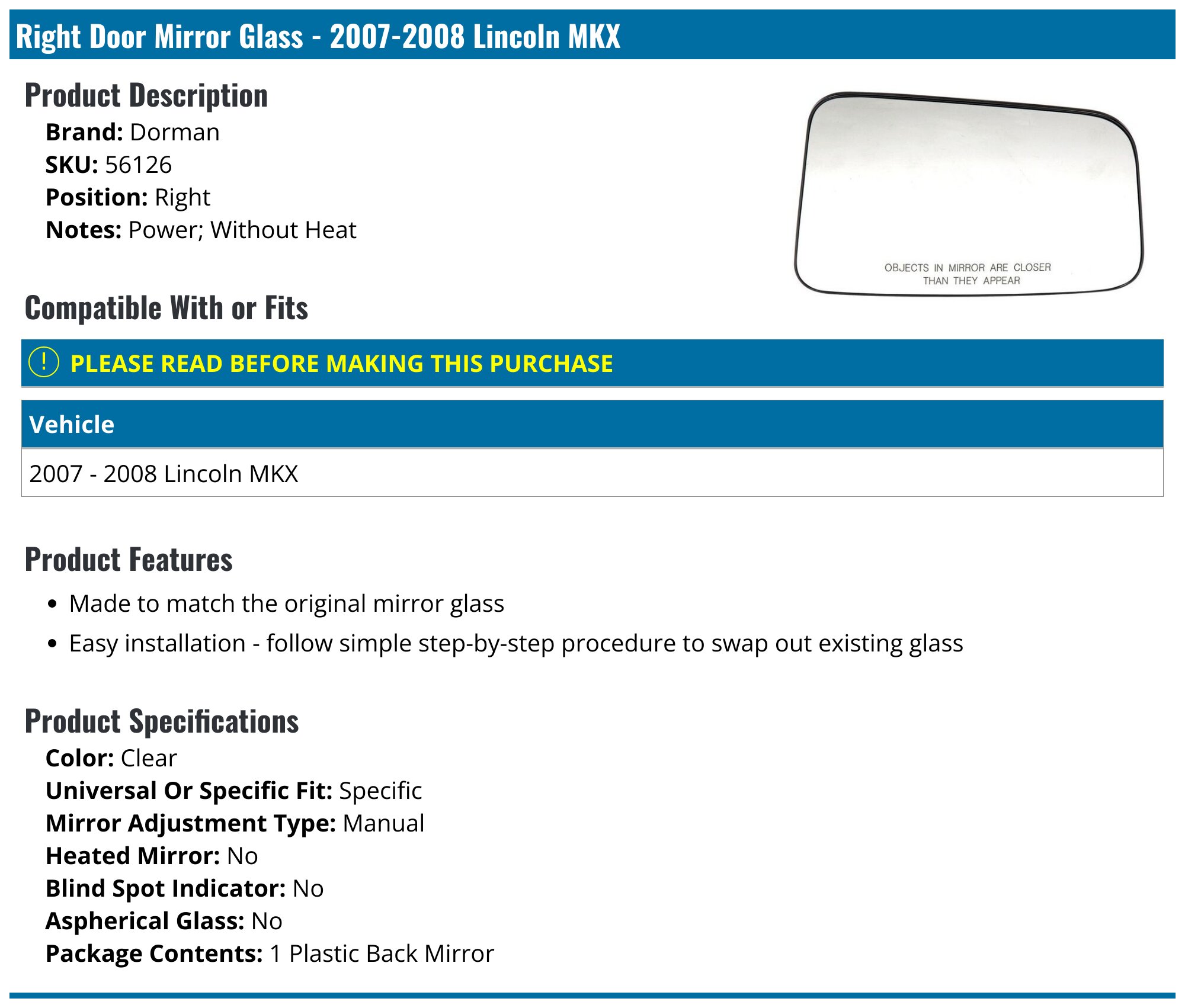 Direct Replacement Power Mirror Glass Motor Actuator – Fits Ford Lincoln Mercury 2006-2014, 924-400 / 6U5Z-17D696-C