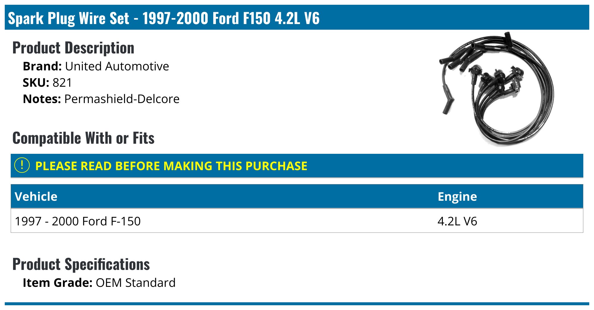 Coil Springs For Ford Mustang 2001-2008 Ford E-150 E-250 F-150 Freestar Mustang Ranger Taurus Windstar Ignition Coil 6 Spark Plug 6 Wire Fd498 Generic Ignition Wires For Ford F-150 - Foto 3