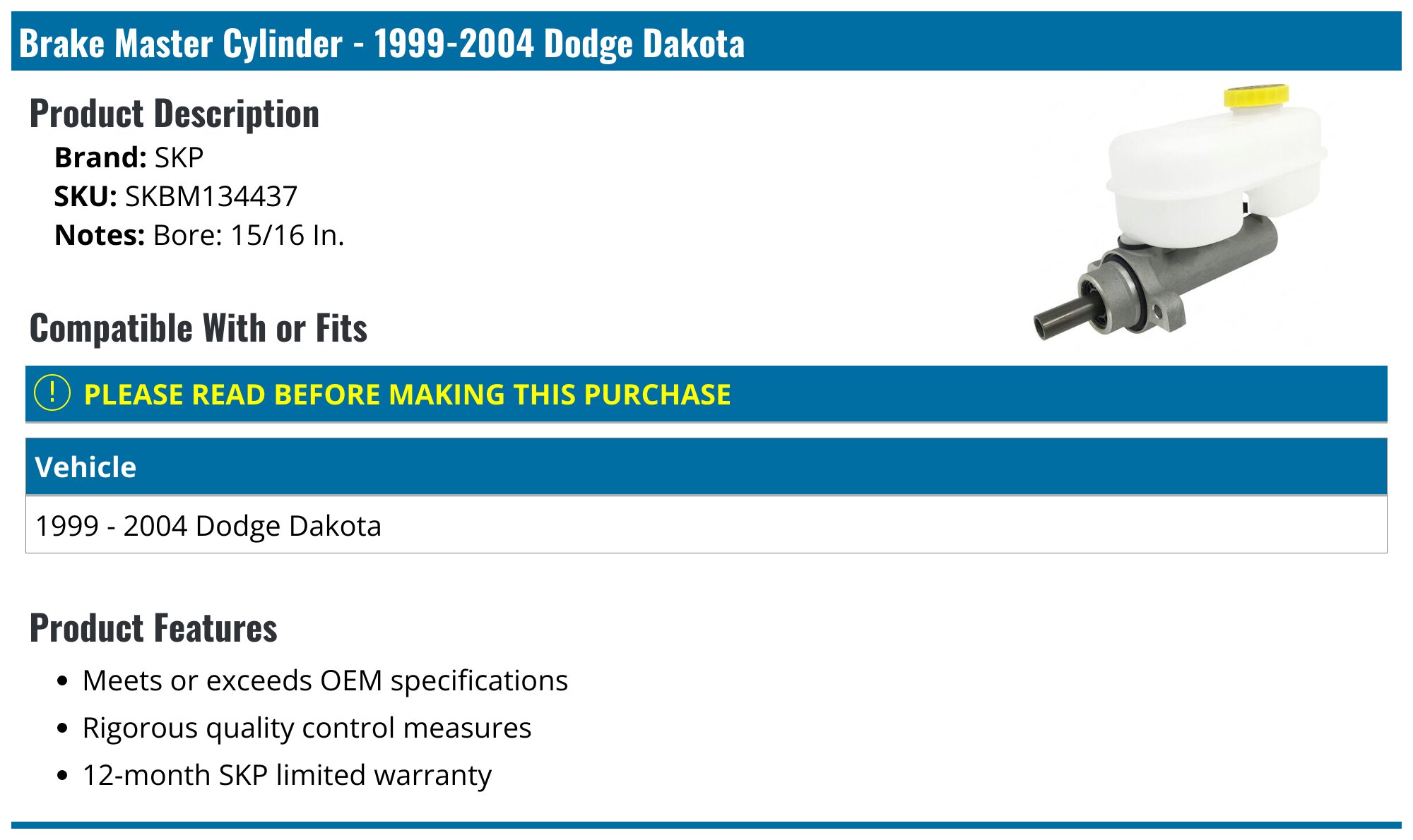 Dorman M630806 Dorman Brake Master Cylinders Summit Racing