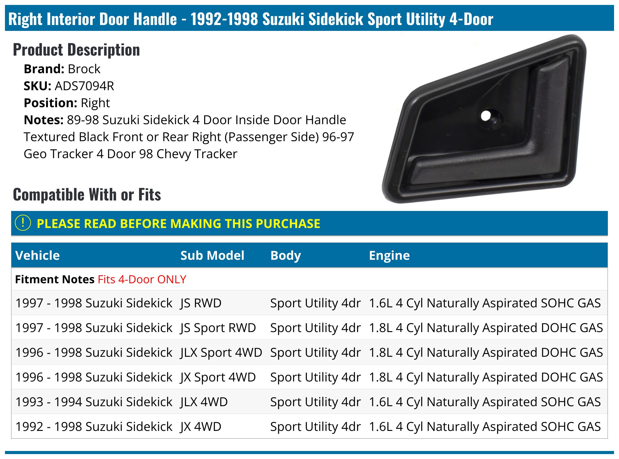Chrome Door Molding Trim Kit for Suzuki Sidekick 1991, 1992, 1993, 1994, 1995, 1996, 1997, 1998 main image 0