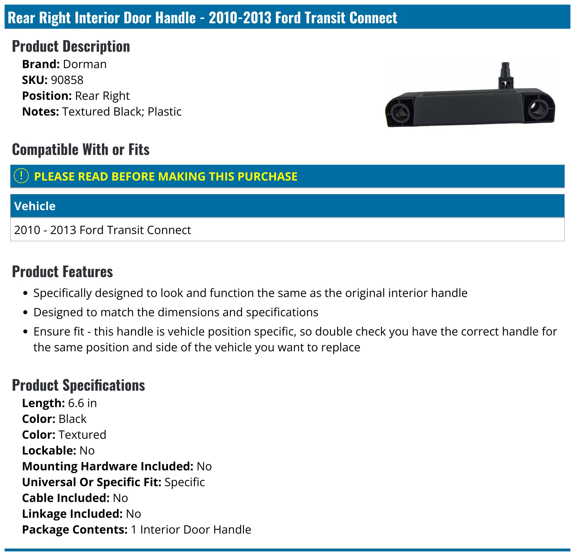 Interior Door Handle Ford Transit Connect Door Handle Exterior