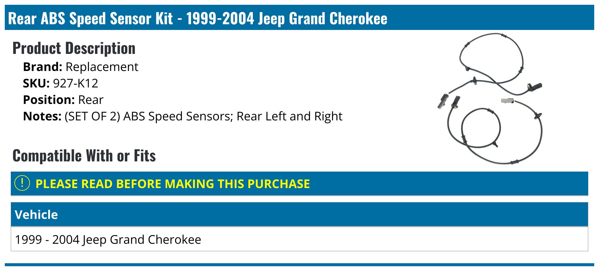 ABS Speed Sensors for Jeep Grand Cherokee for sale | eBay 車用 ABS 