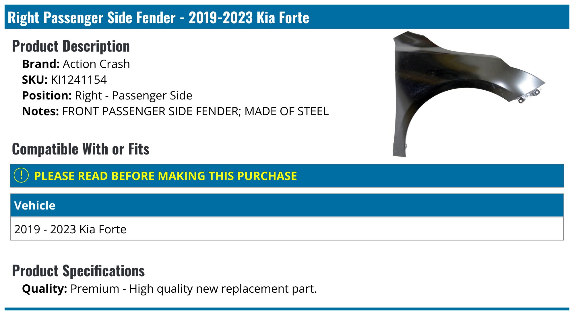 For Ka Forte 2019 2020 2021 Fog Lght Bezel Drver Sde | Front
