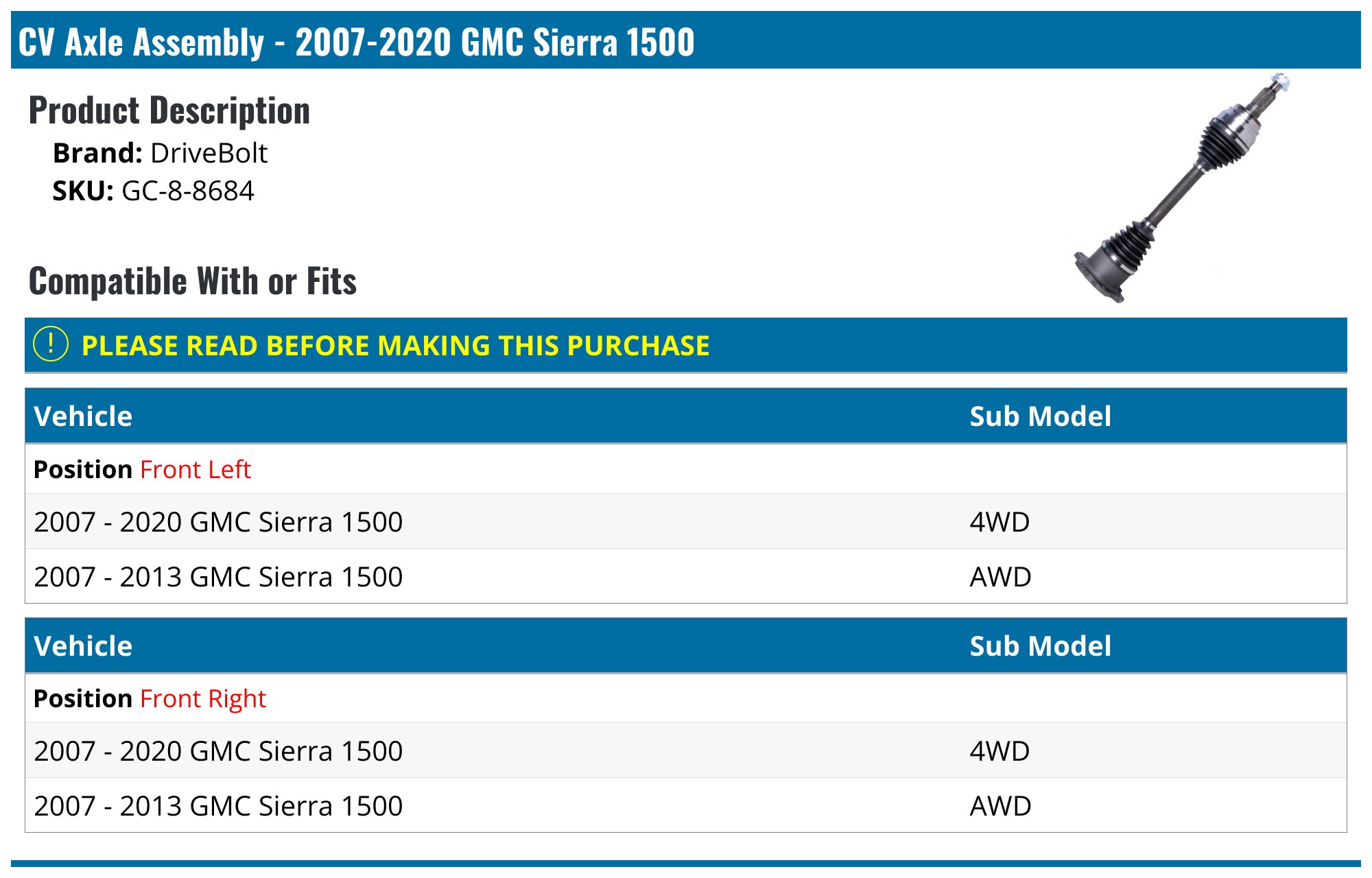 DRIVESHAFT CV JOINT KIT PAIR FRONT MAXGEAR 49-0183