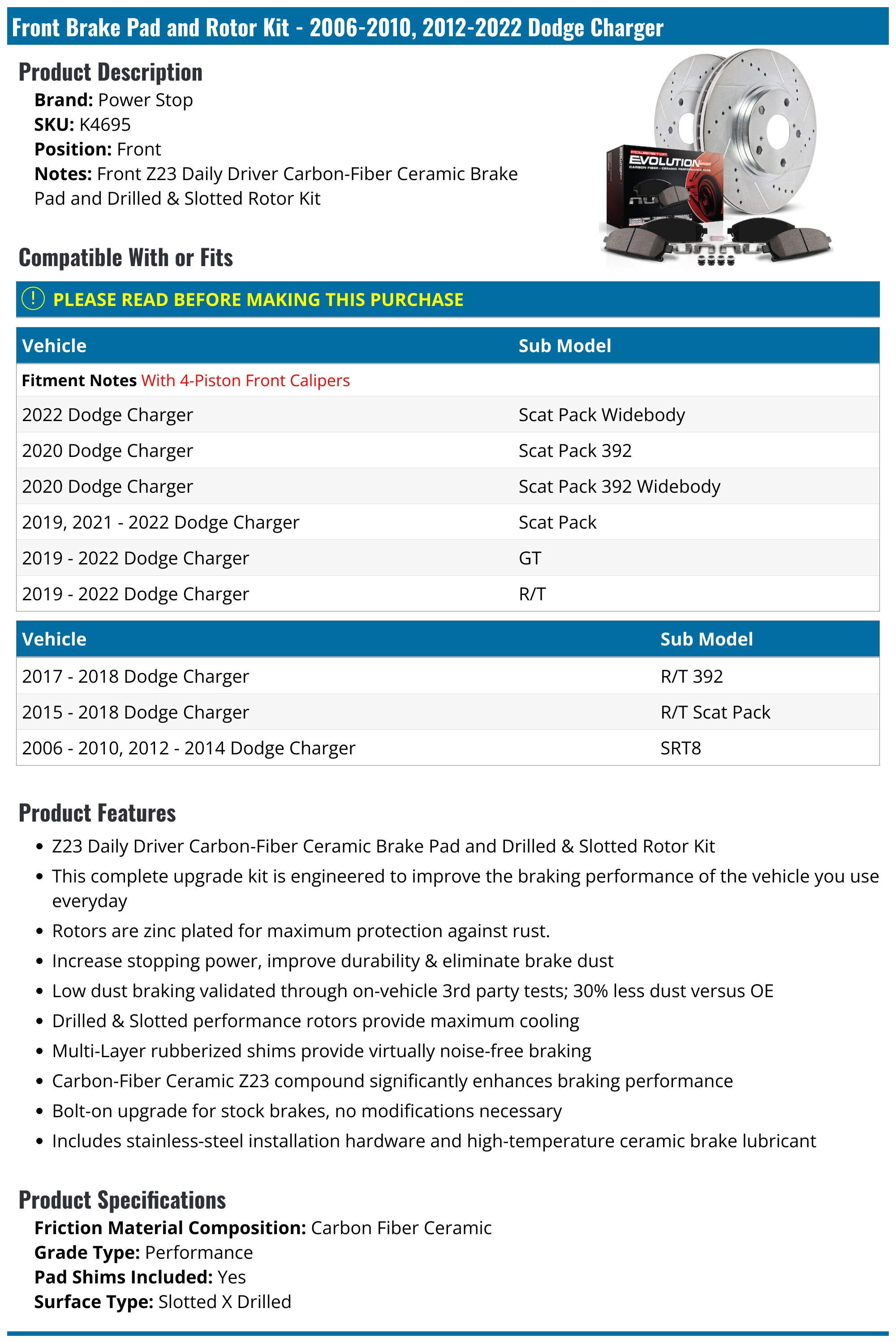 Charger Semi-Metallic Brake Pads; Rear Pair (06-14 Charger w/ Solid