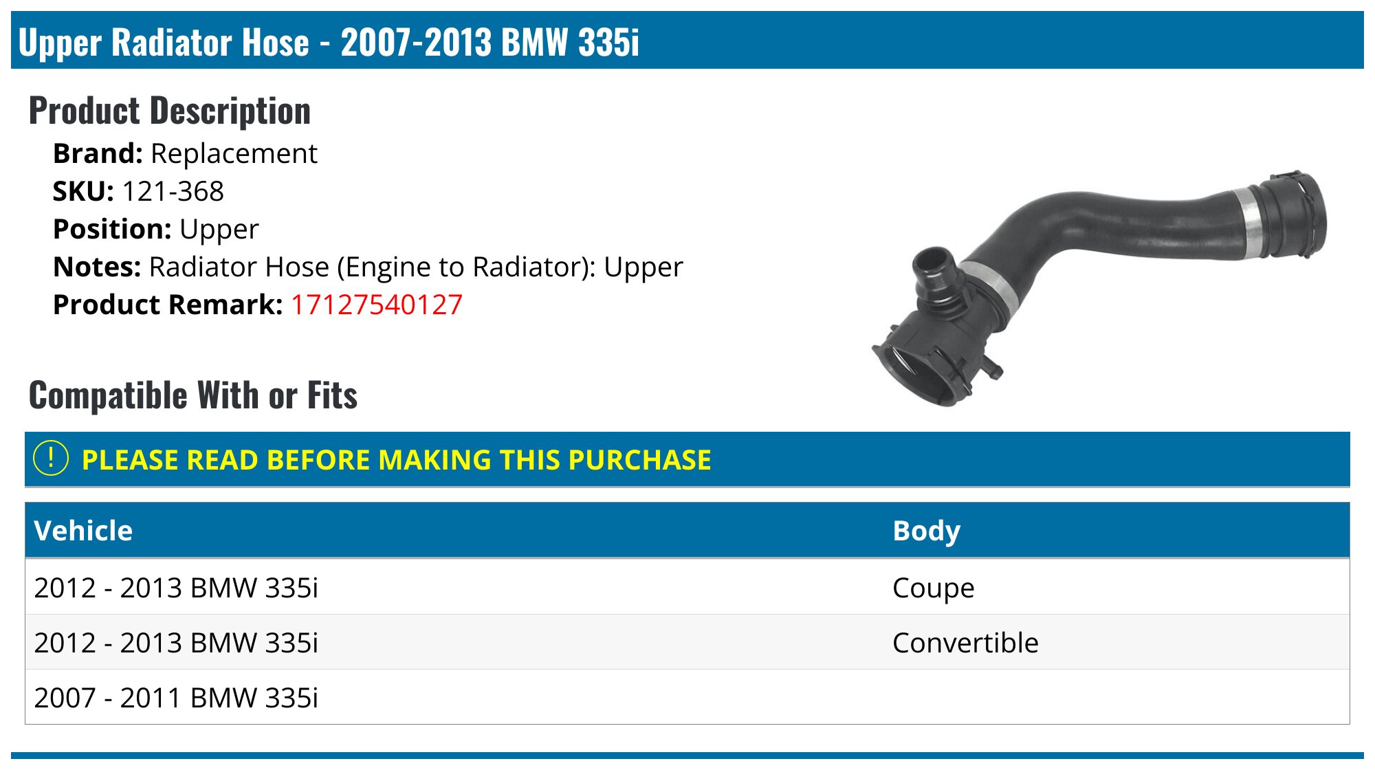 Radiator Hose - Upper & Lower Radiator Hose Replacement - Parts Geek