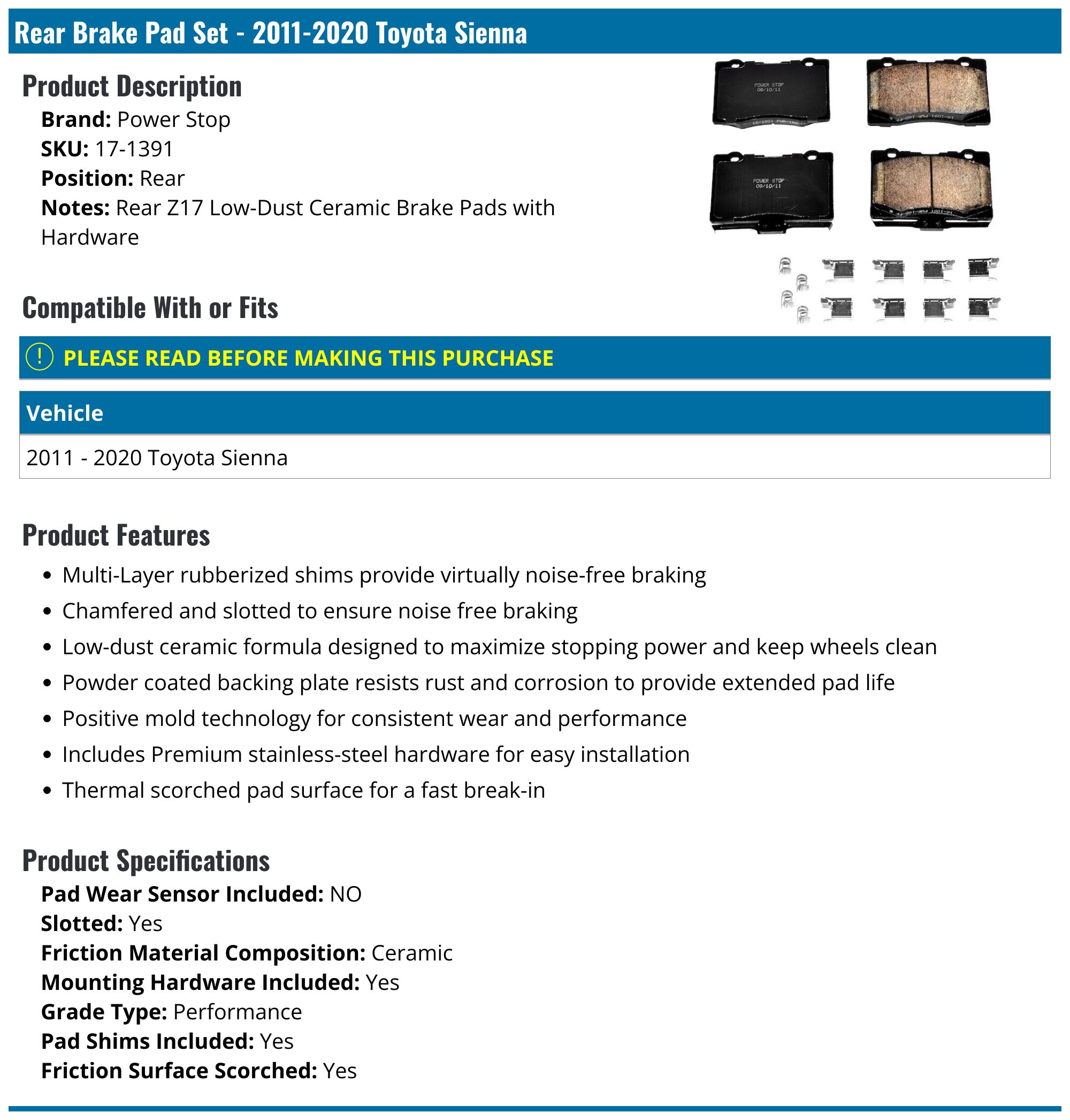 Toyota Sienna 2011-16 Rear Genuine OEM Ceramic Brake Pads W/o Shims 04466-AZ209 - Foto 8