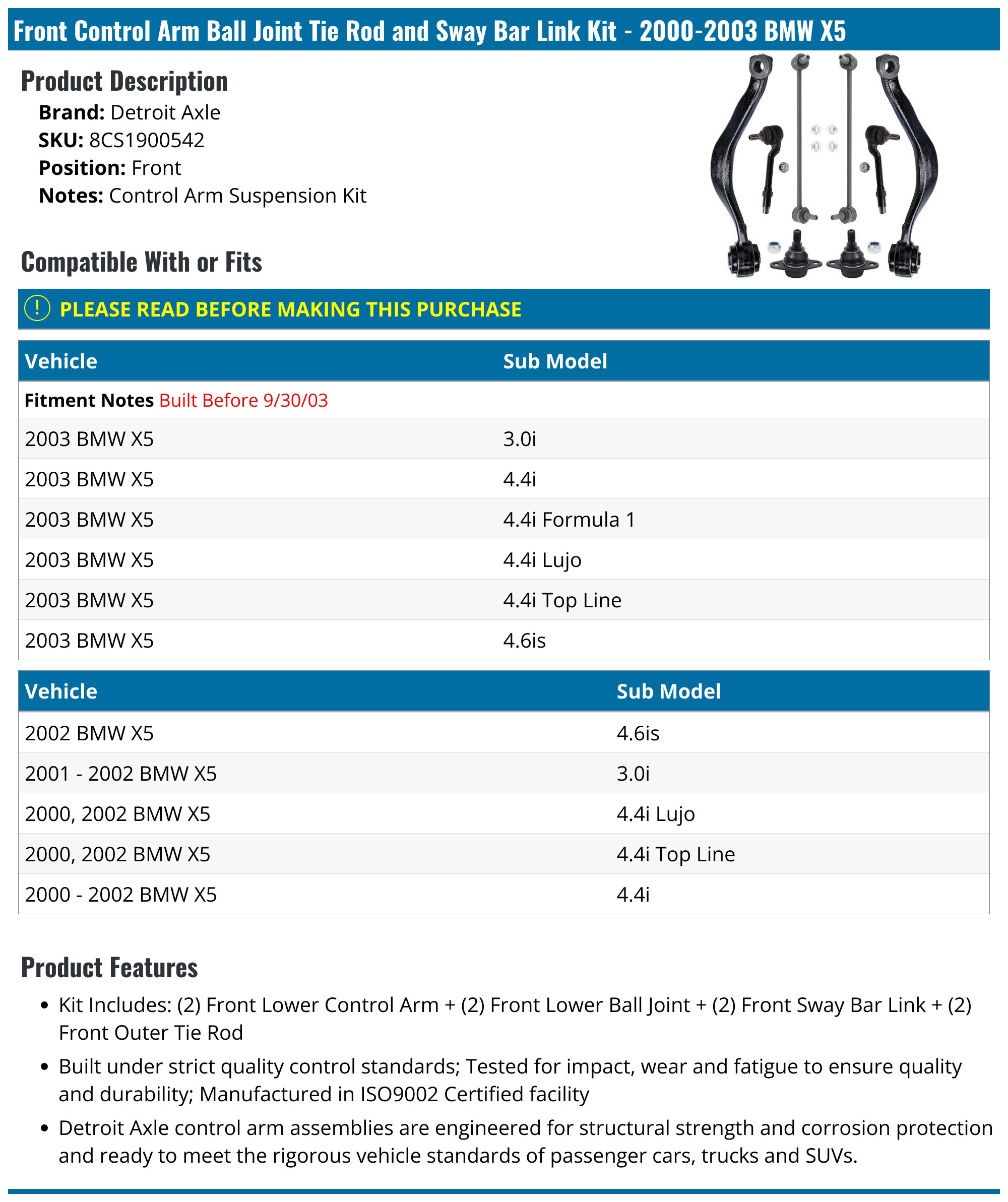 Control Arms Ball Joints Tie Rods Suspension Steering Kit 10pc For Bmw X5 01 06