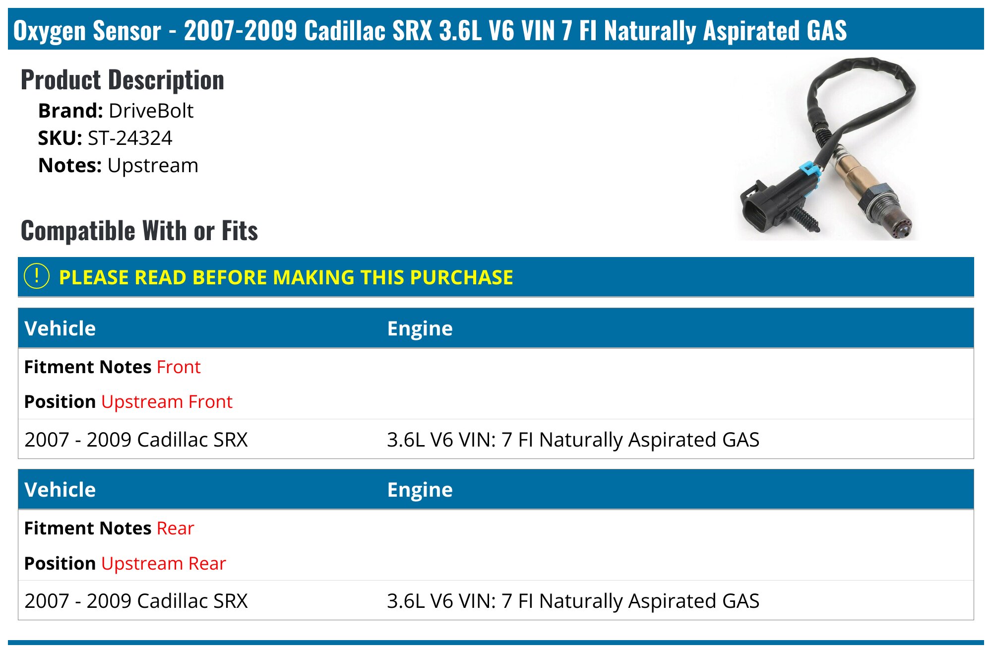 4x O2 Oxygen 02 Sensors for Cadillac SRX Equinox Lacrosse 4x O2 Oxygen 02 Sensors for Cadillac SRX Equinox Lacrosse