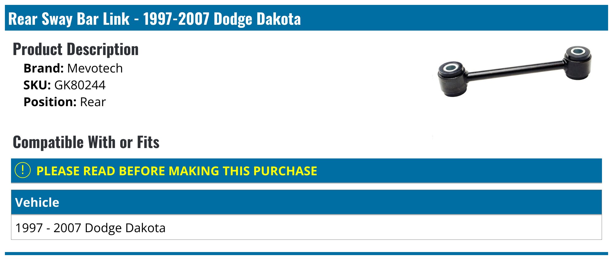 DODGE DAKOTA (1997-2004) Rear Stabilizer Link