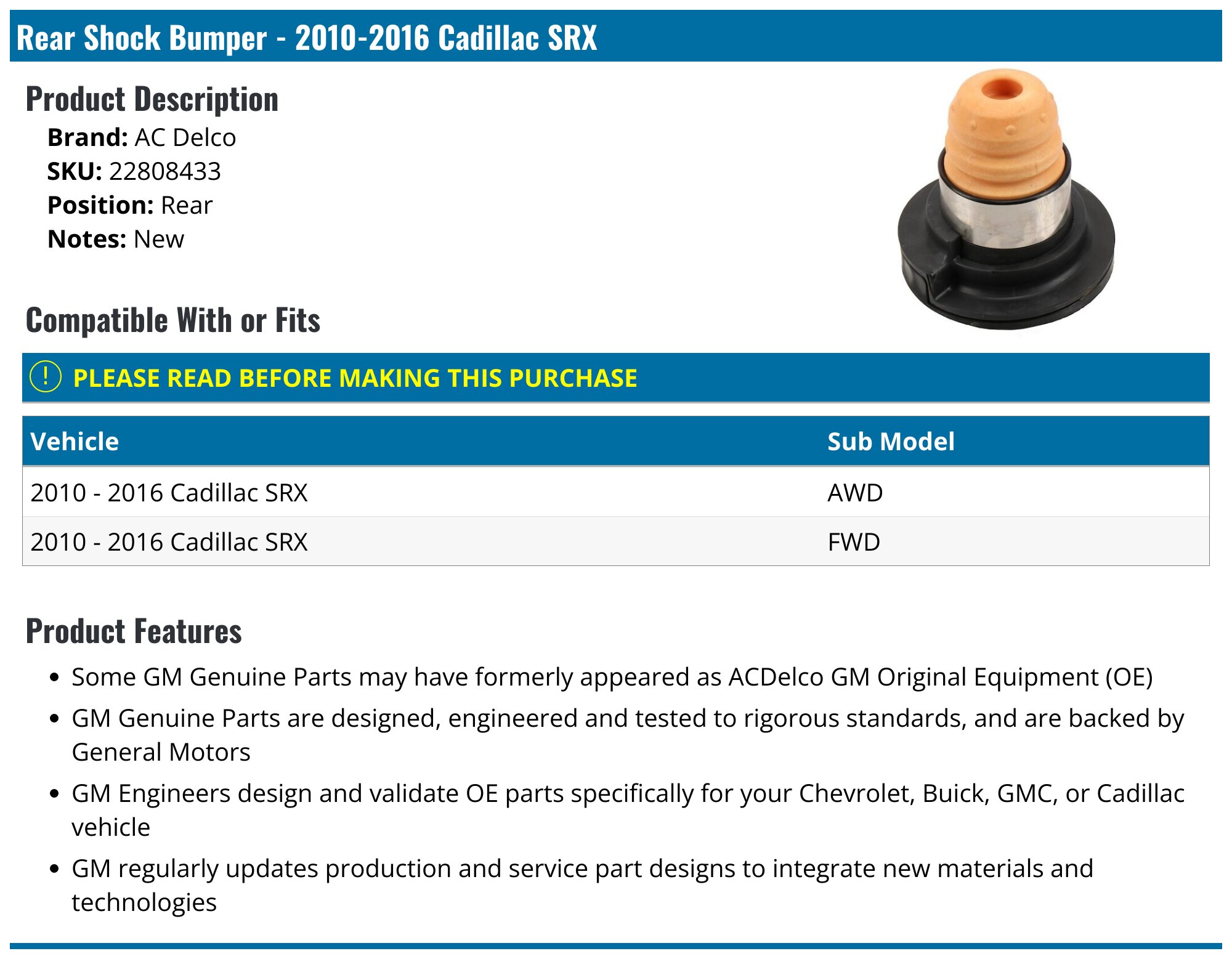 Coil Spring Genuine GM 25783731 Rear - OEM Replacement Part