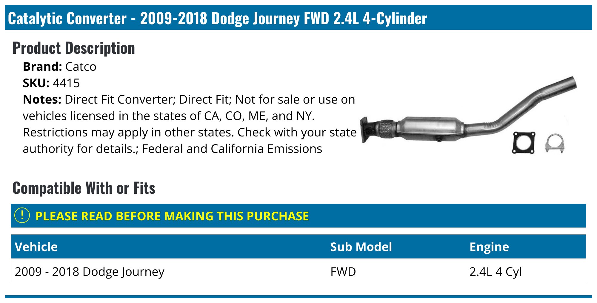 Dodge Journey Catalytic Converter