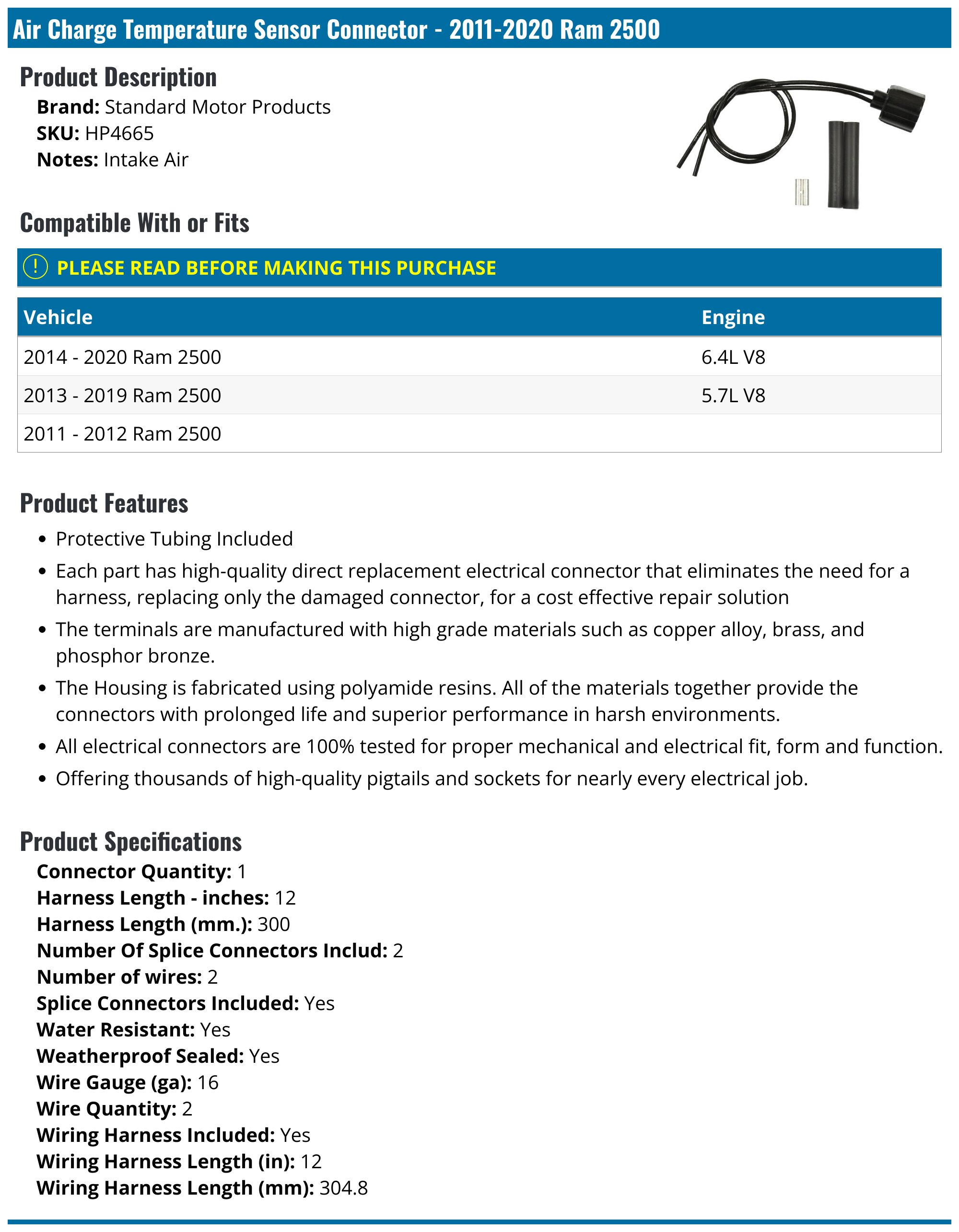 Intermotor Intake air temperature sensor connector (IAT) for Honda AKR Performance
