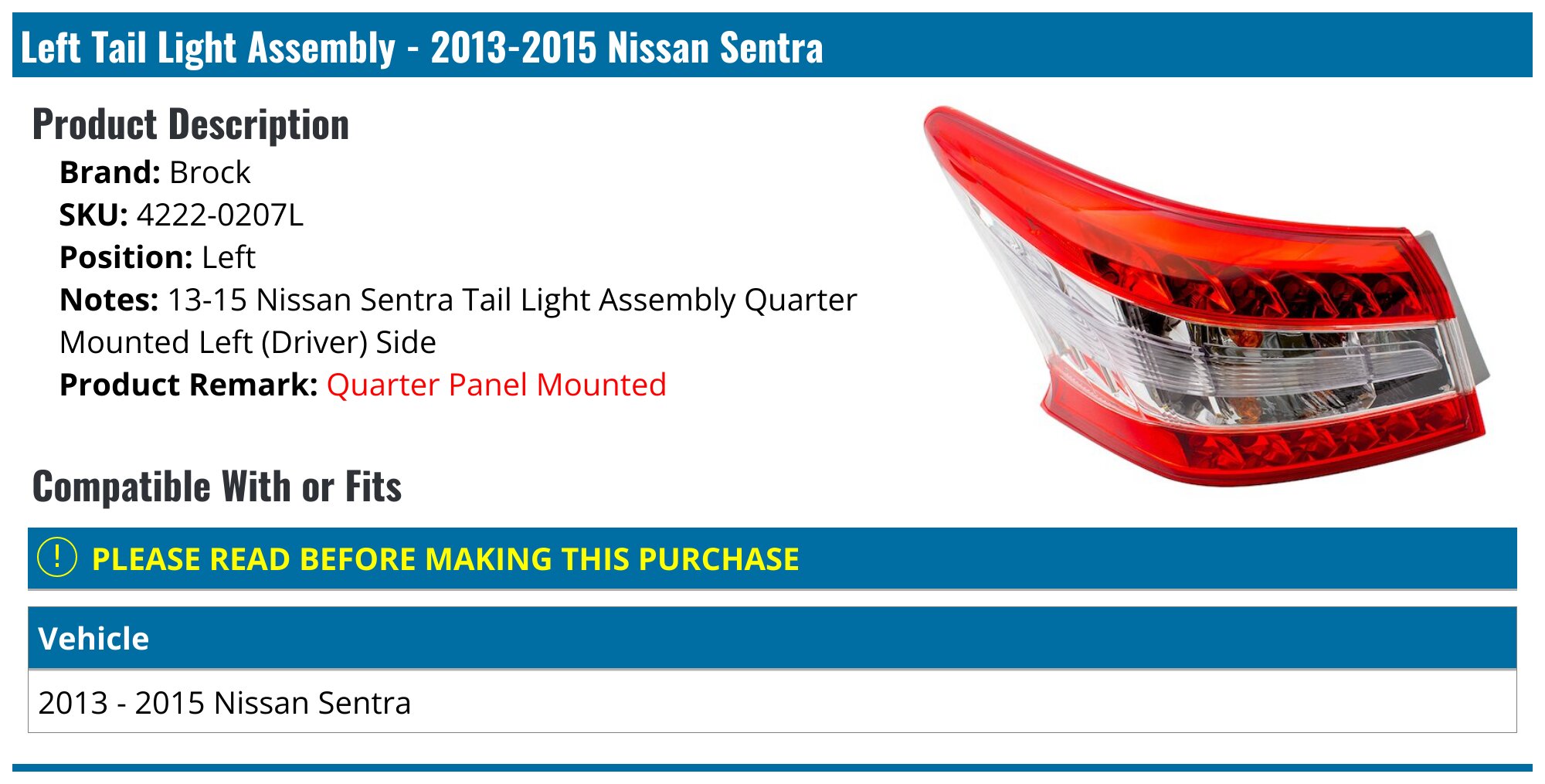 SPYDER 9032523 Xtune Nissan Sentra Sr/Se-R/ 10-12 Passenger Side Tail Lights - O - Foto 3