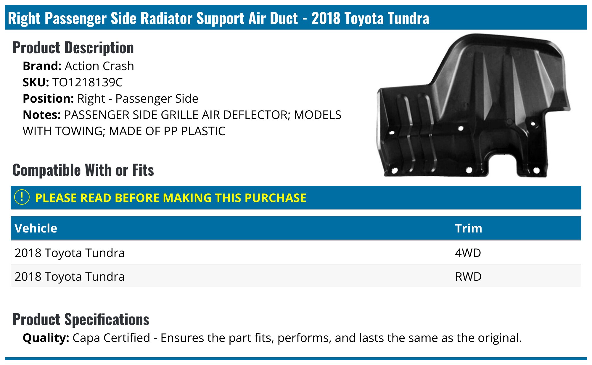 Crashed 22018 Tundra Parts
