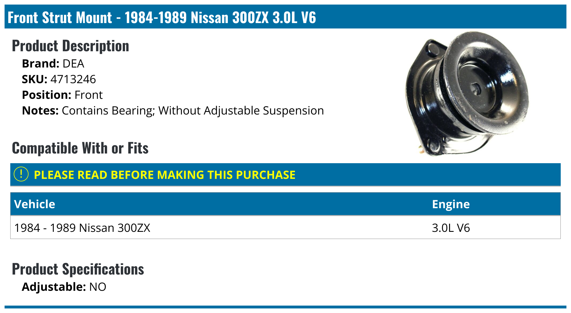 Nissan 300ZX Strut Mount - Shock Mounts - Mevotech Replacement AP