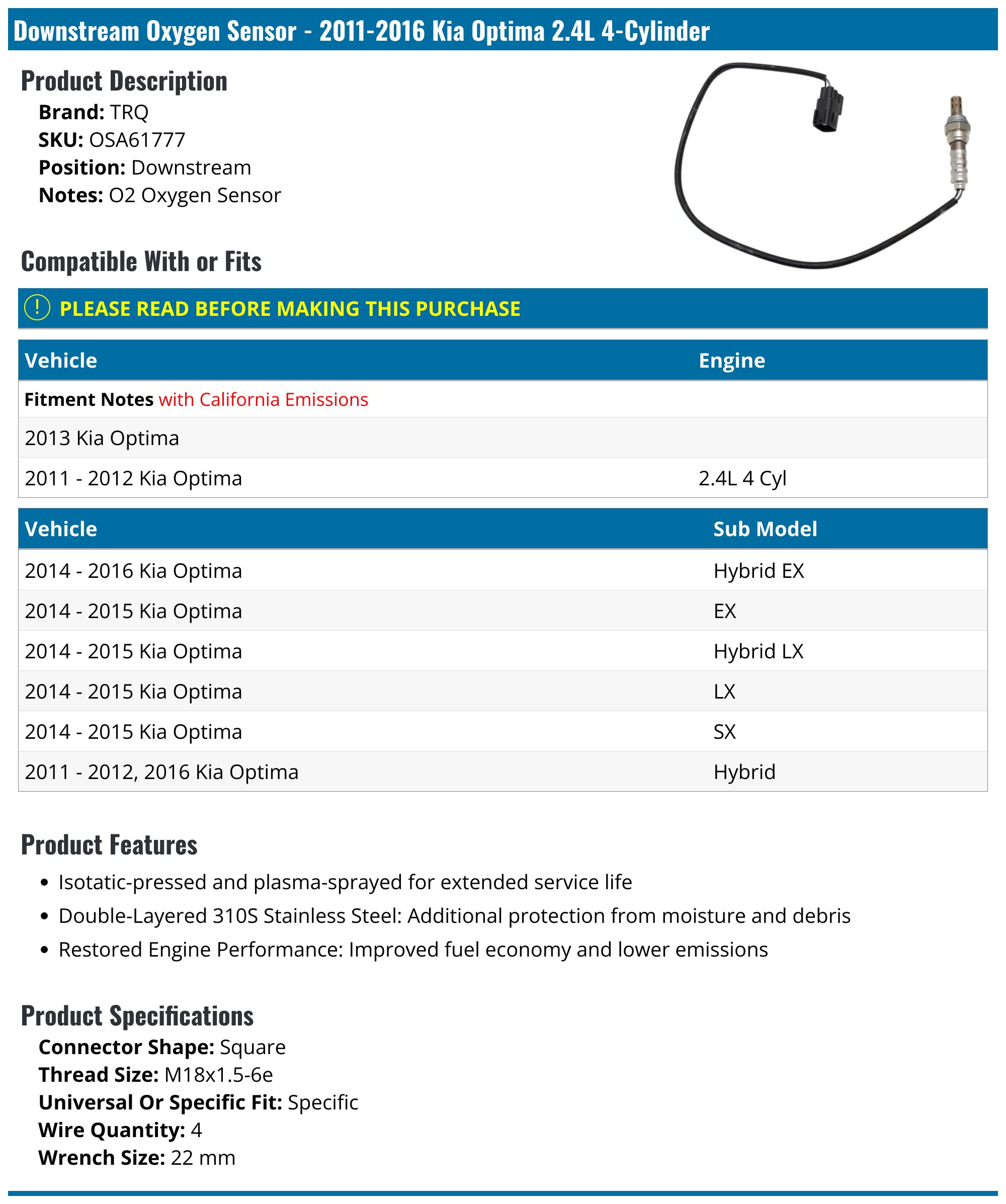 beler 2pcs Up Downstream Oxygen O2 Sensor 234-5055 234