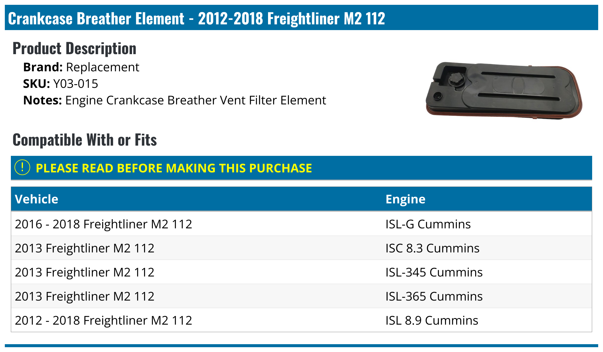 20122018 Freightliner M2 112 Crankcase Breather Element Replacement