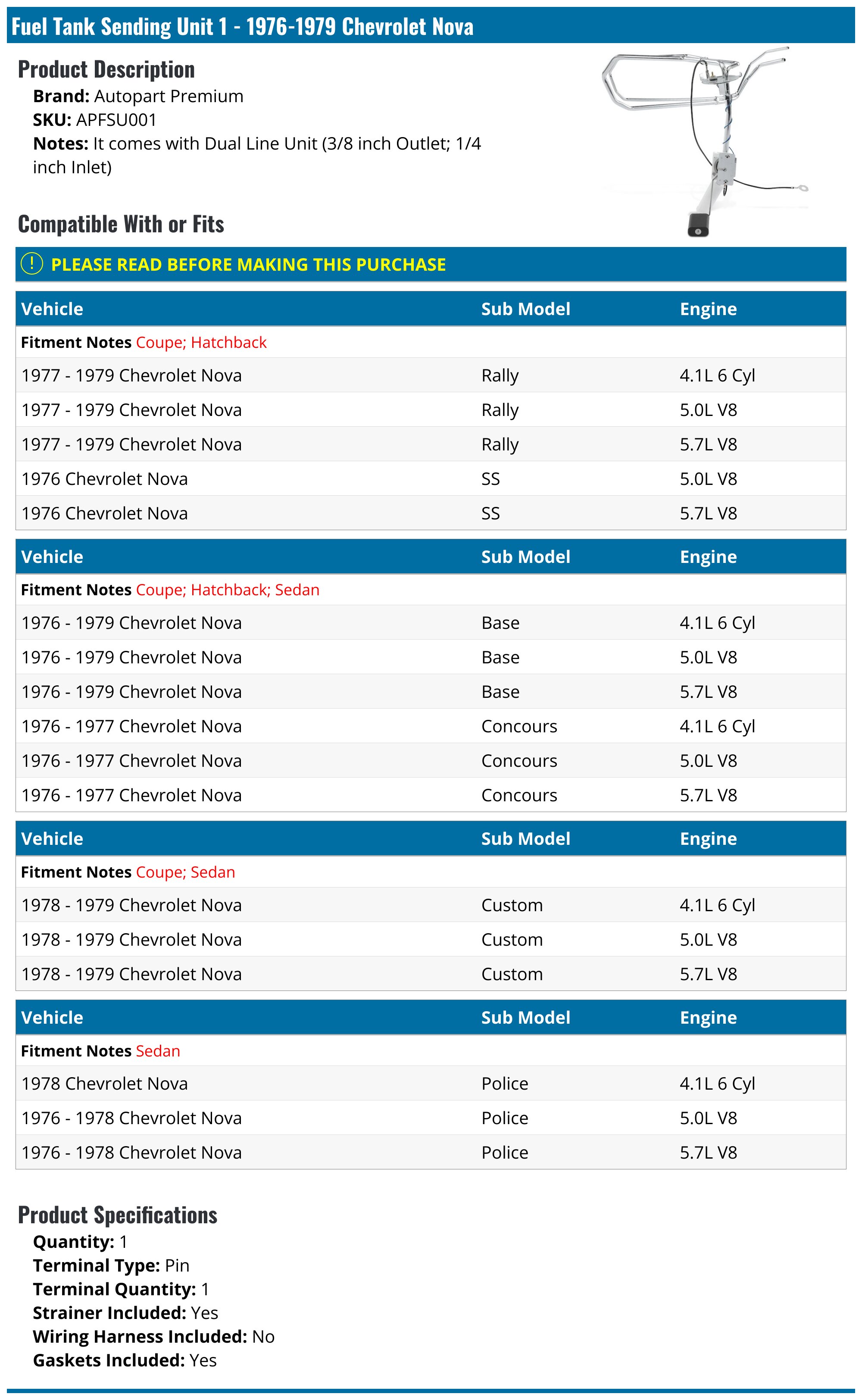 Kenworth Fuel Sending Unit Fuel Sending Unit Replacement For 1976 - Foto 2