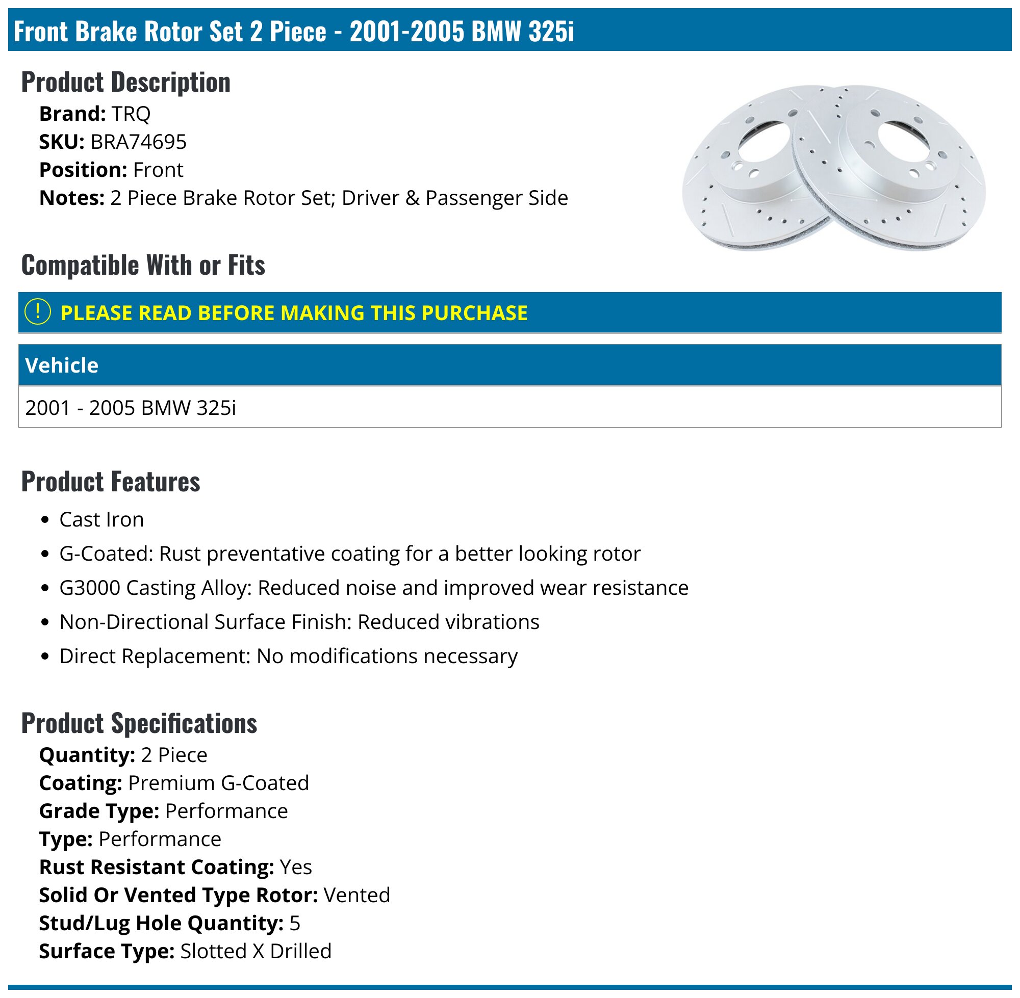 Sport Drilling Brake Discs Compatible With BMW SERIES 3 E46