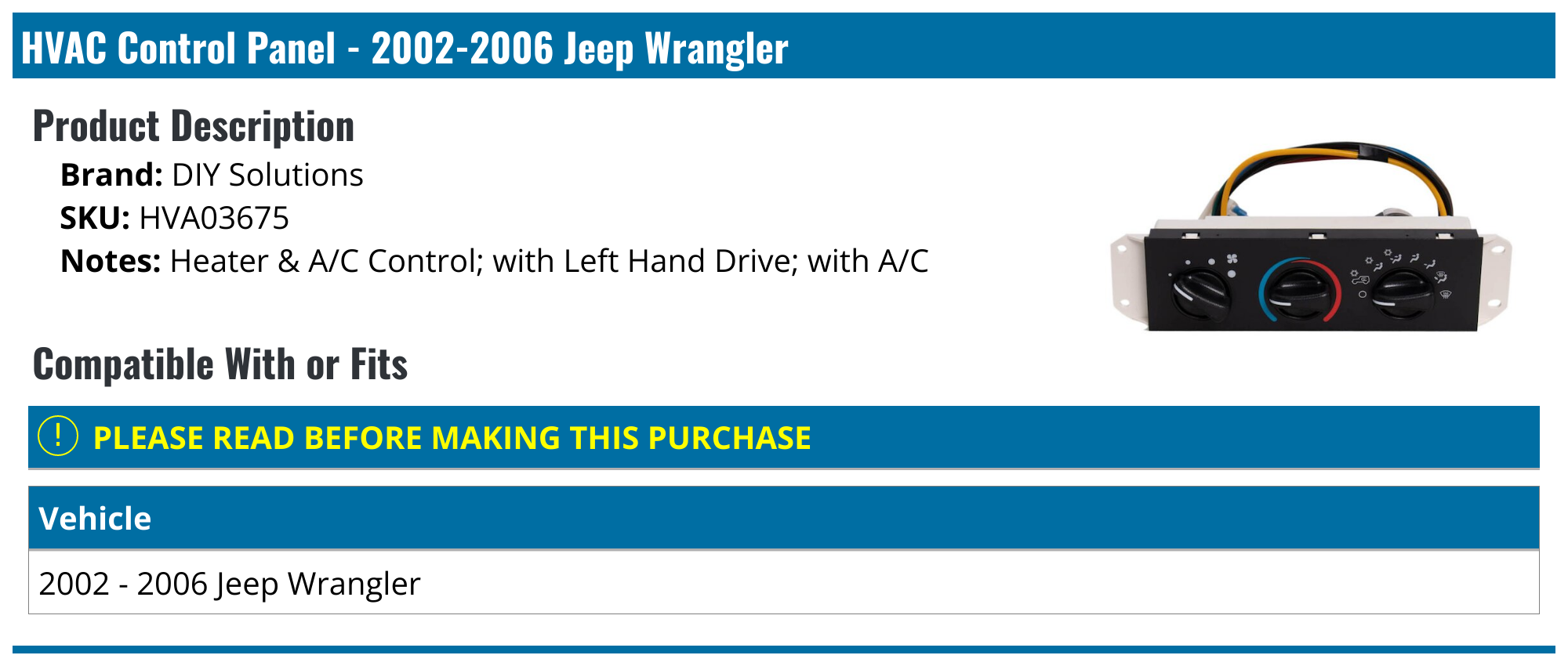 20022006 Jeep Wrangler HVAC Temperature Control Panel DIY Solutions