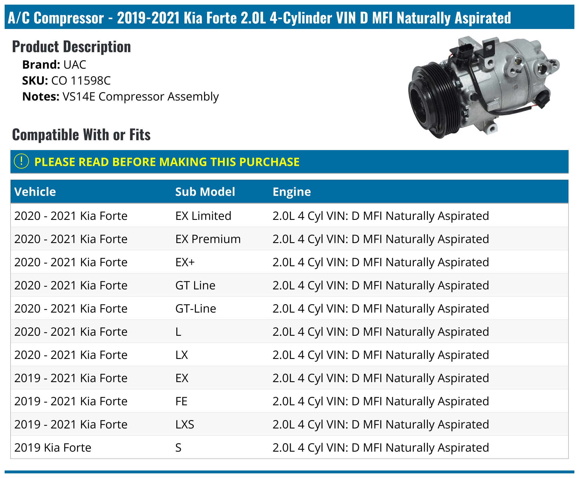 Compressor Kia Sorento 2014 A 2015 | Frete grátis