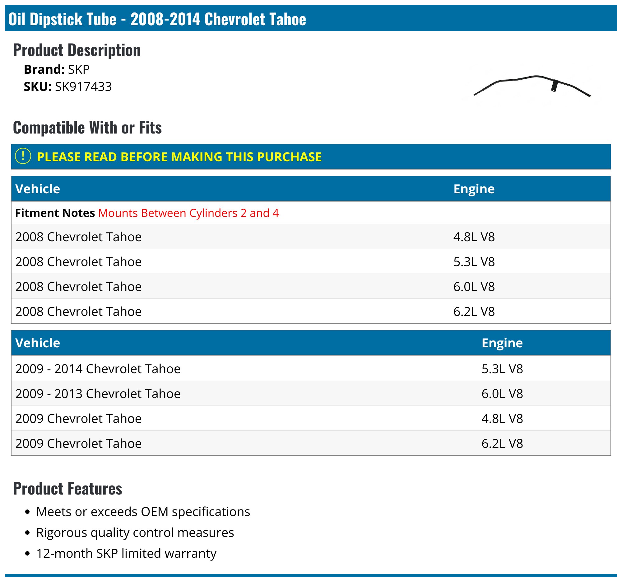 2011 Chevy Tahoe Oil Capacitynull