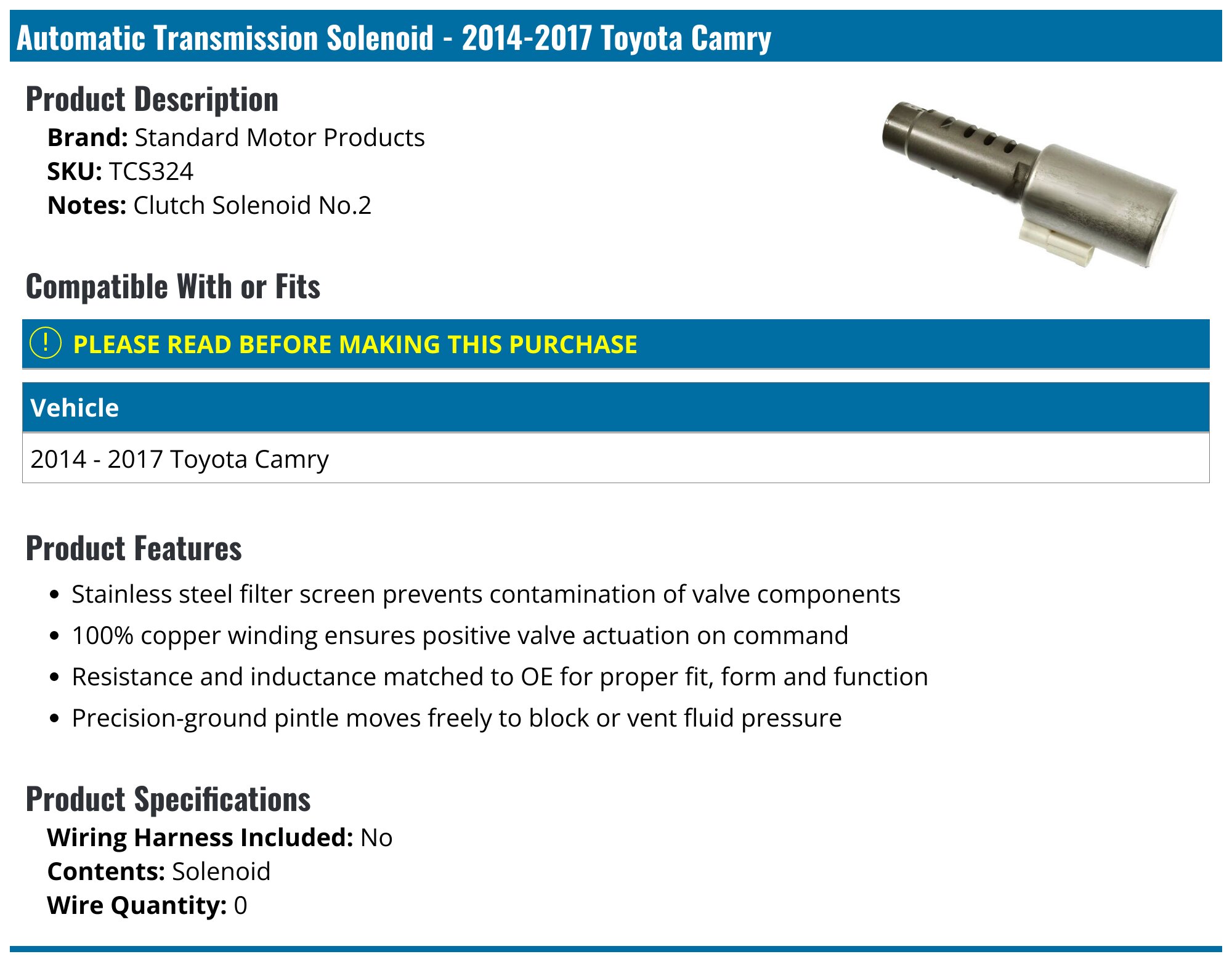 Toyota Camry Automatic Transmission Solenoid - AT Solenoids