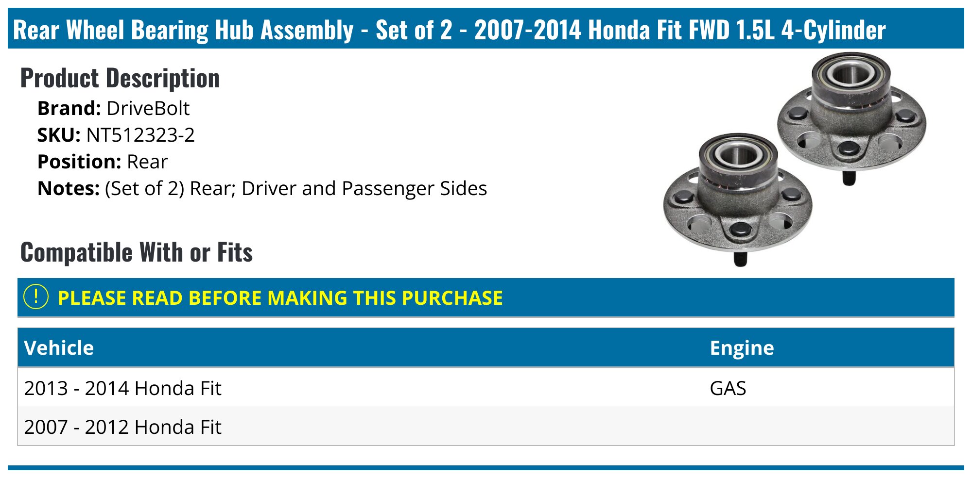 Front Wheel Hub & Bearing Assembly For Honda Fit 1.5L 2007-2008 – Silverautoparts