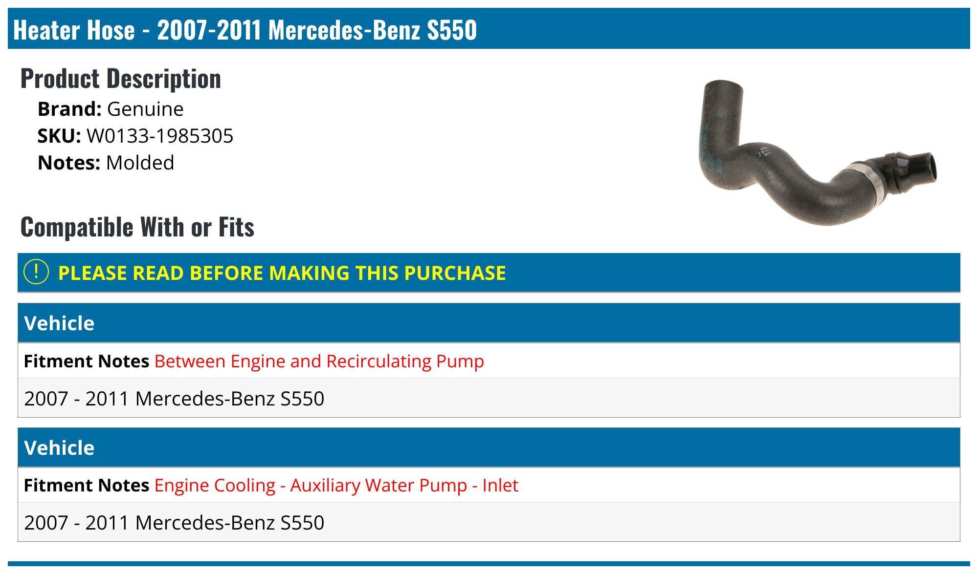 Heater Hose Replacement - Car Heater Hose Assembly | Parts Geek