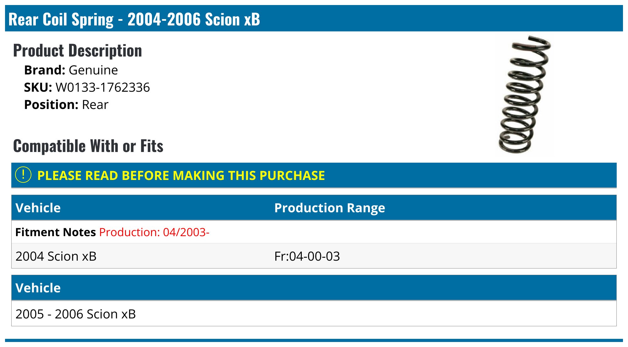 Scion Shock Absorber - Guaranteed Genuine