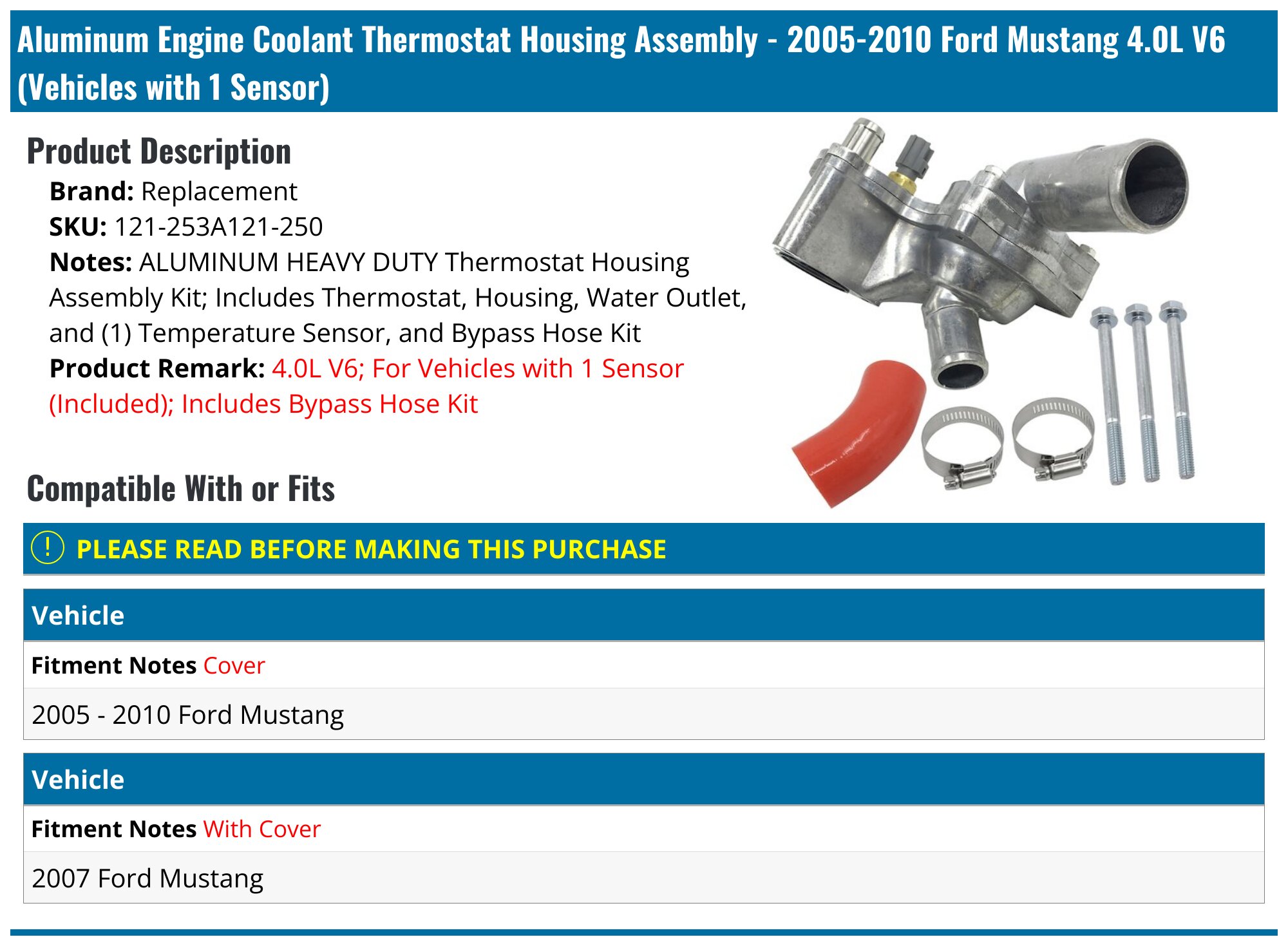 20052010 Ford Mustang Thermostat Housing Replacement 121253A121250