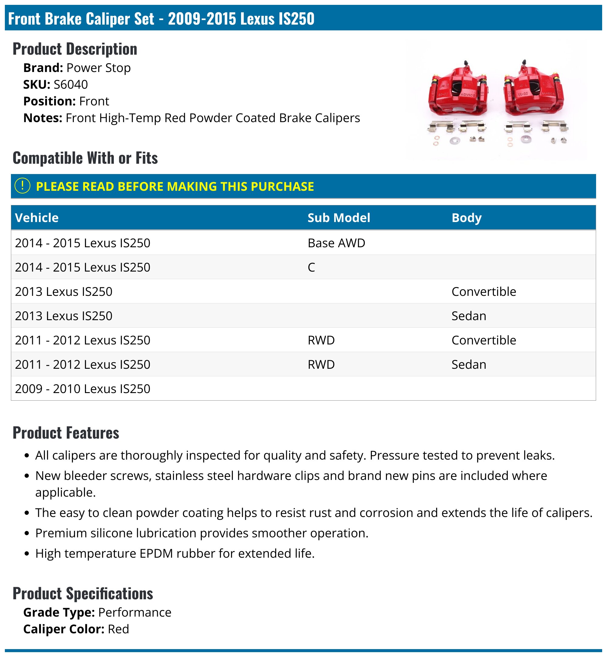 2007 Lexus IS250 Brake Caliper | Low Price at