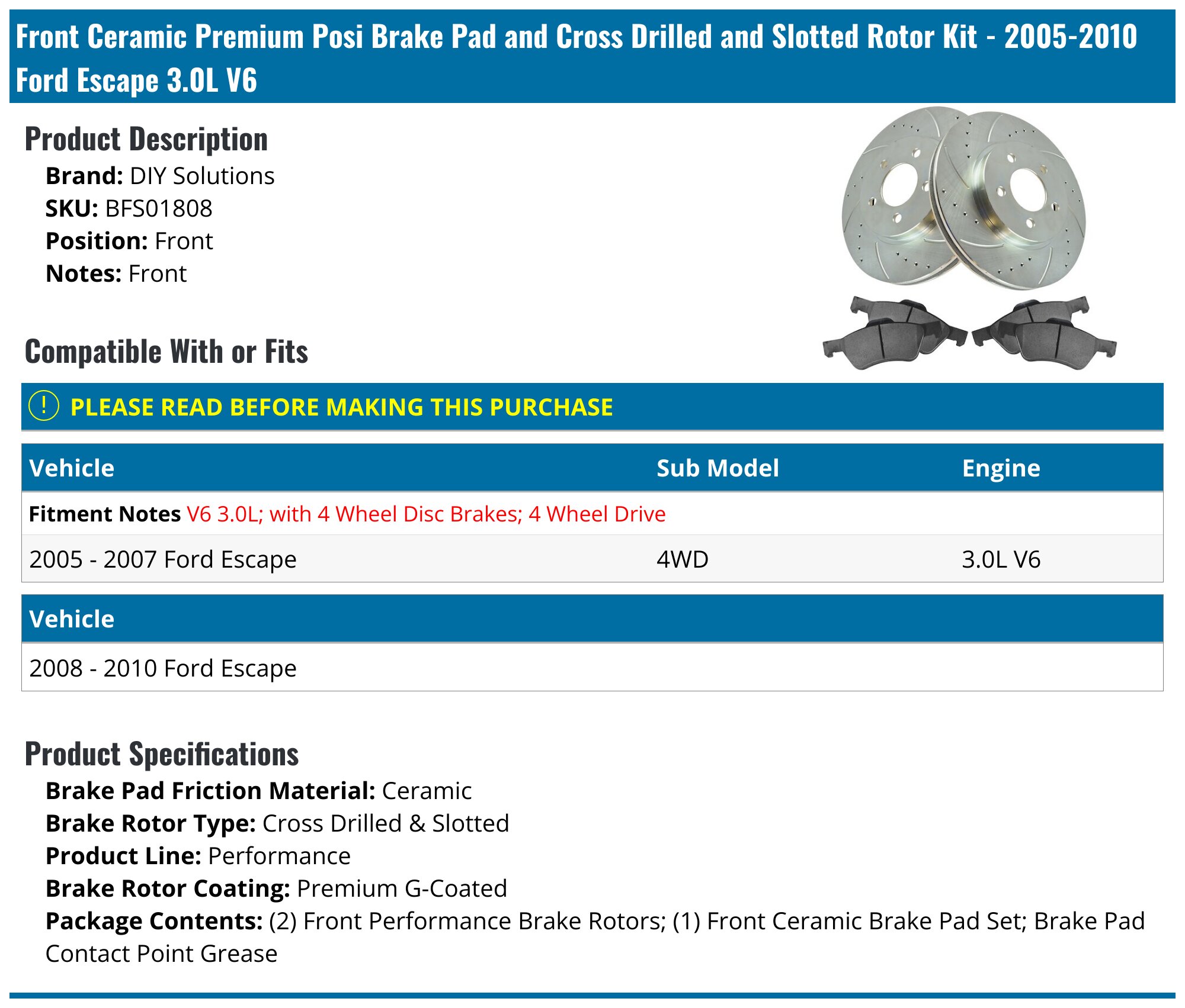 Front Drilled & Slotted Brake Rotors & Ceramic Pad Kit – AM Autoparts, 10-Year Warranty