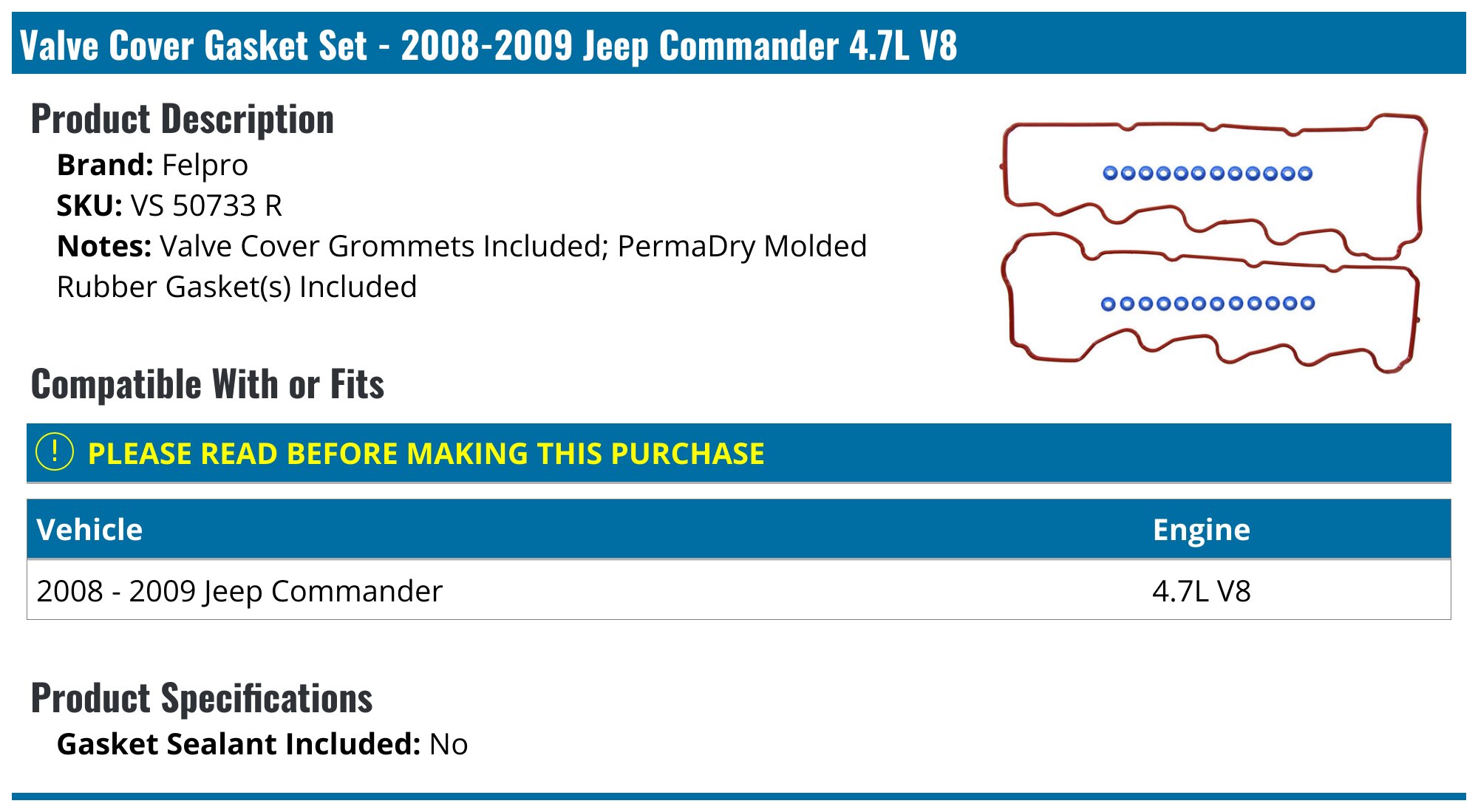Fel-Pro VS 50733 R Valve Cover Gasket Set