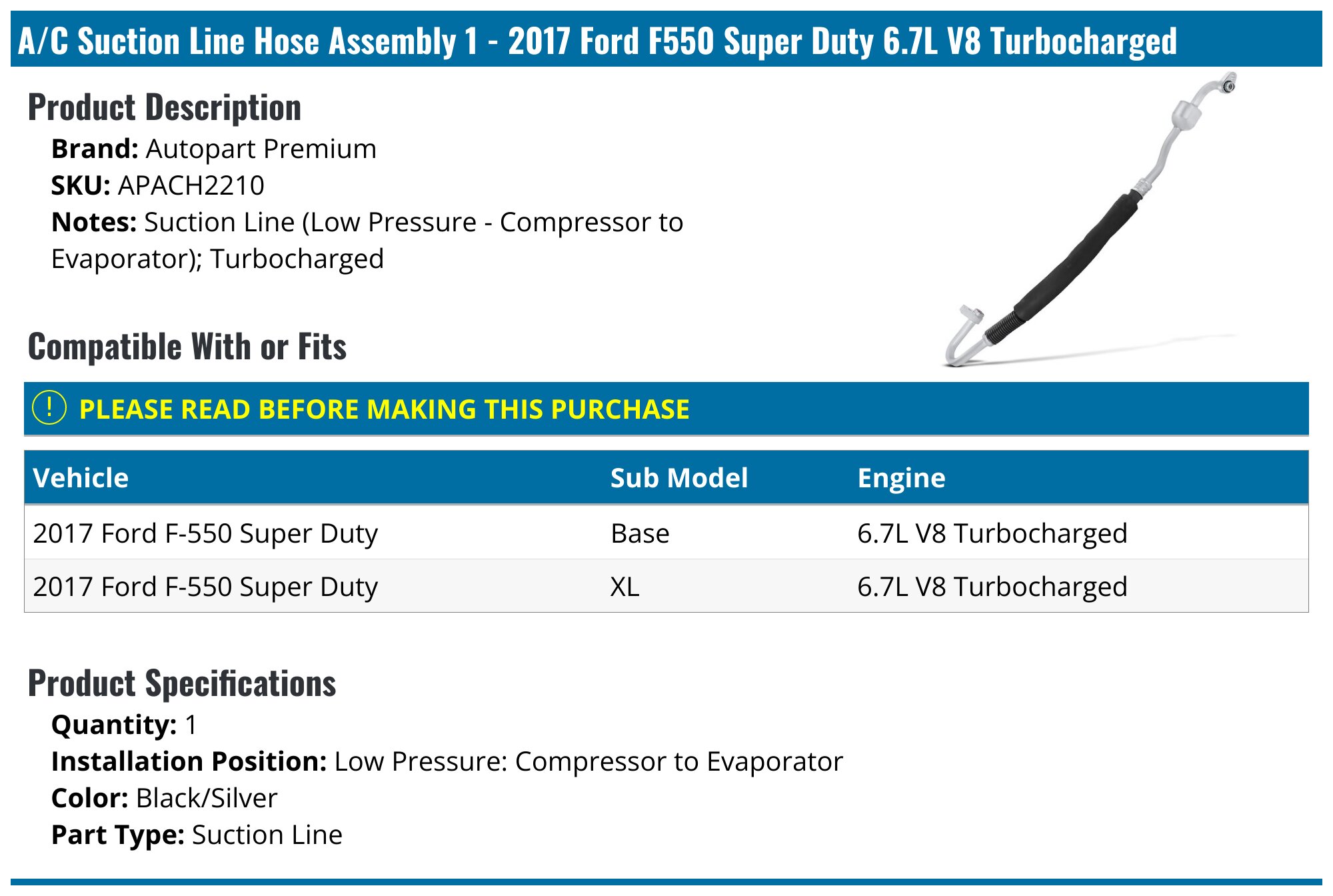 A/C Compressor For Ford F-250 F-350 F-450 F-550 Super