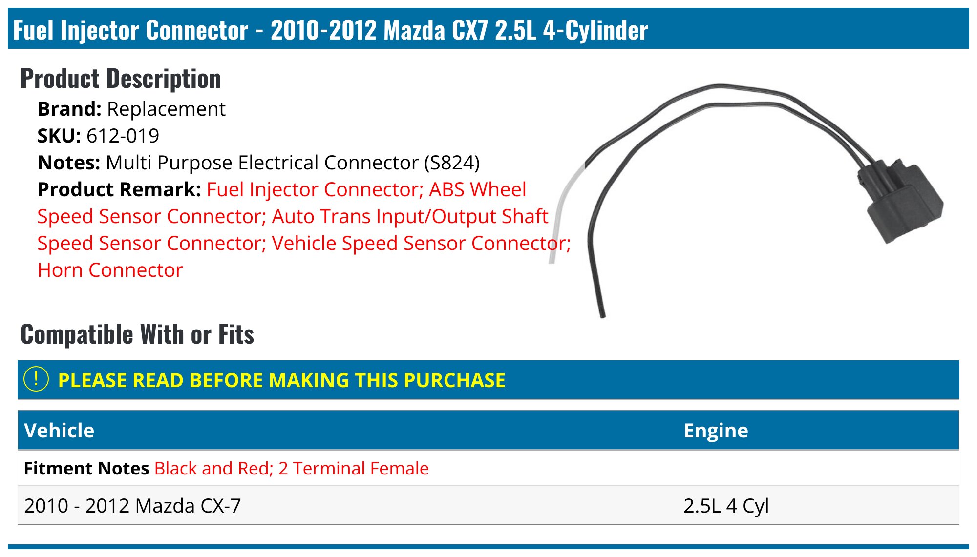 Fuel Injector Repair/Service Kit For 2007-2012 Mazda CX-7 - GDI-Mazda1 (Service For 4 Injectors) 2 thumbnail image