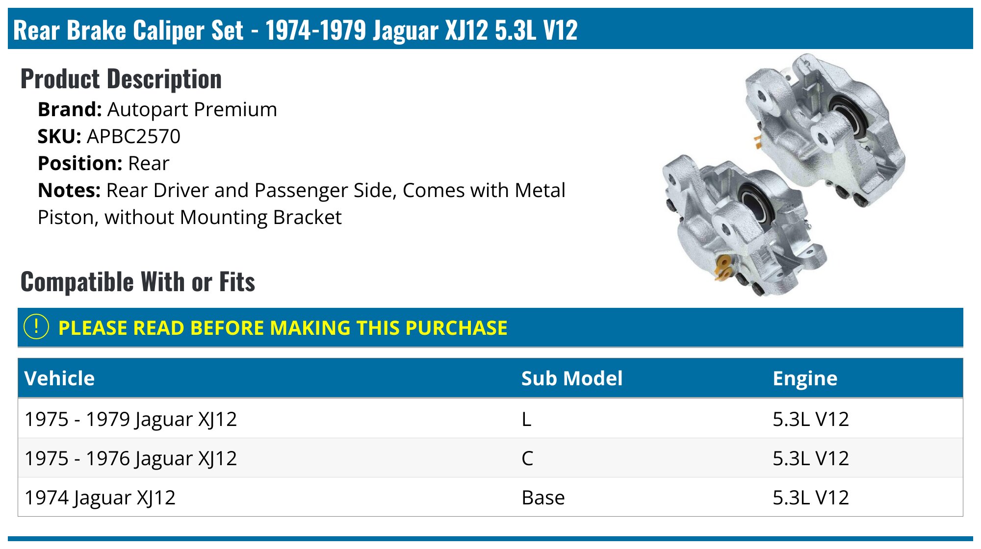Front Driver Disc Brake Caliper Without Bracket For 1987 Jaguar XJ12