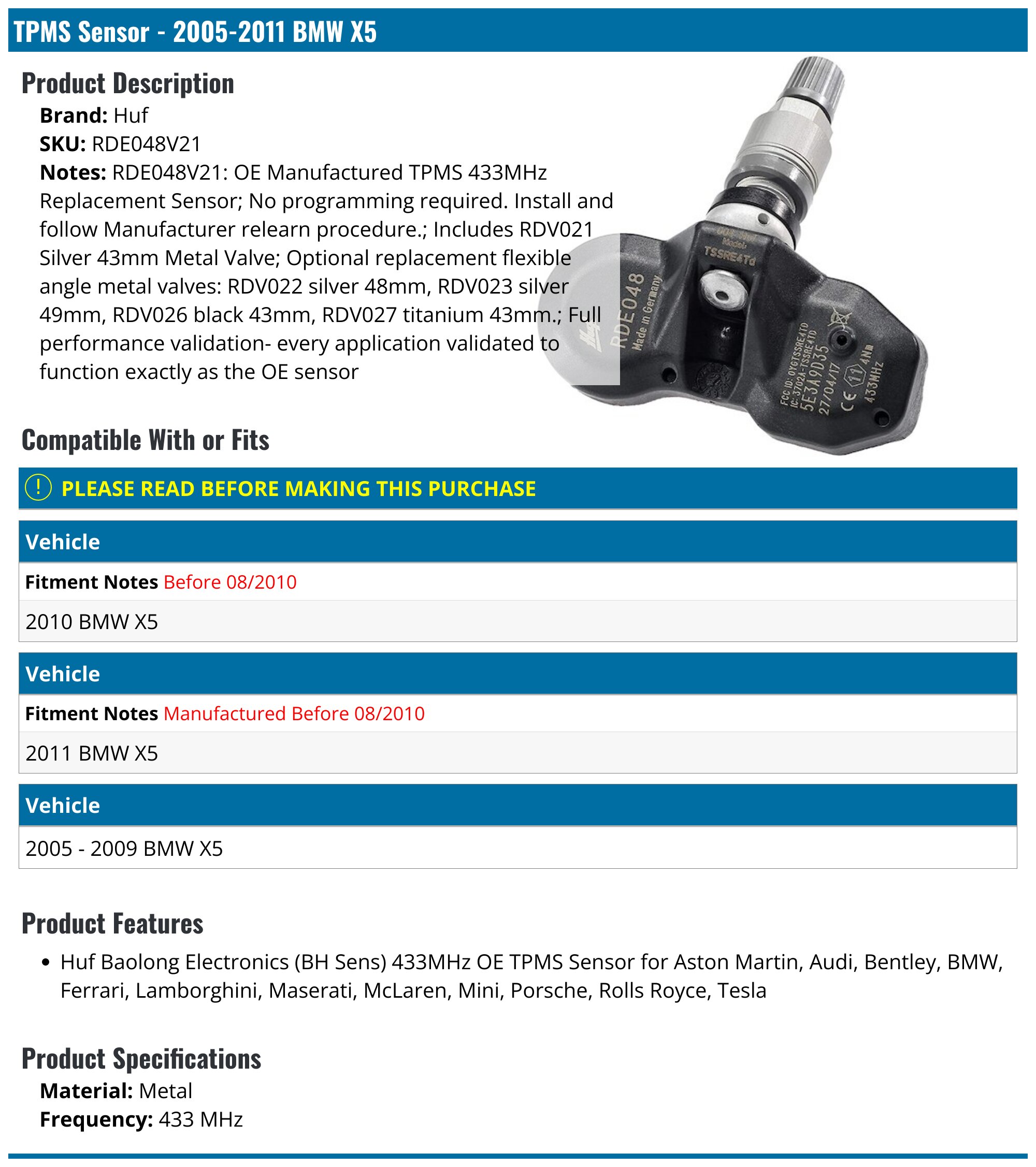 9A790727506 Porsche Porsche Boxter Wheel Sensor