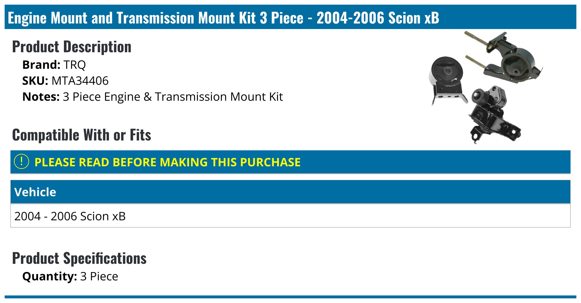2011 Scion Tc Engine Mount Bar