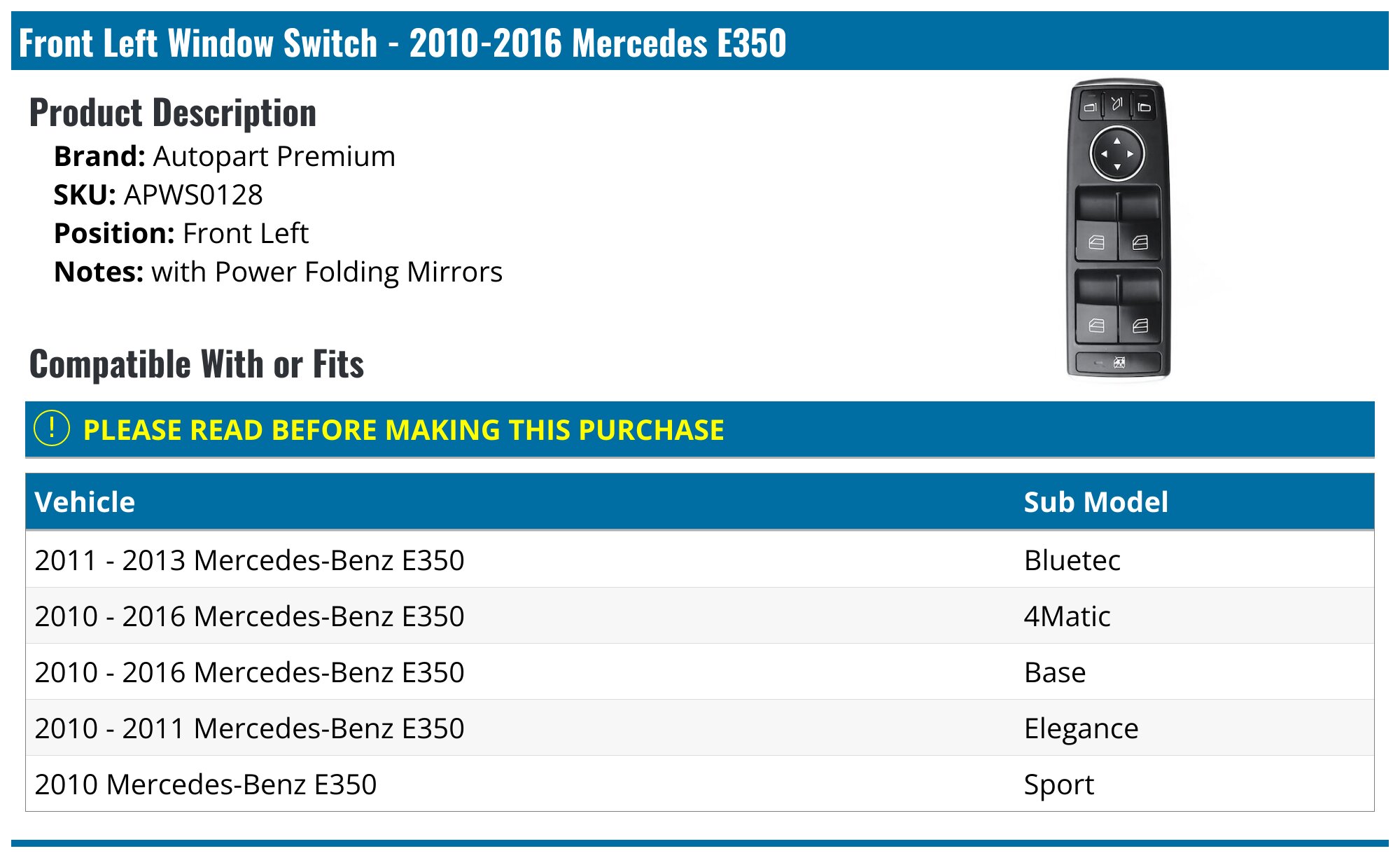 MERCEDES BENZ W204 C180 C200 C220 C250 C300 C350 Individual Single