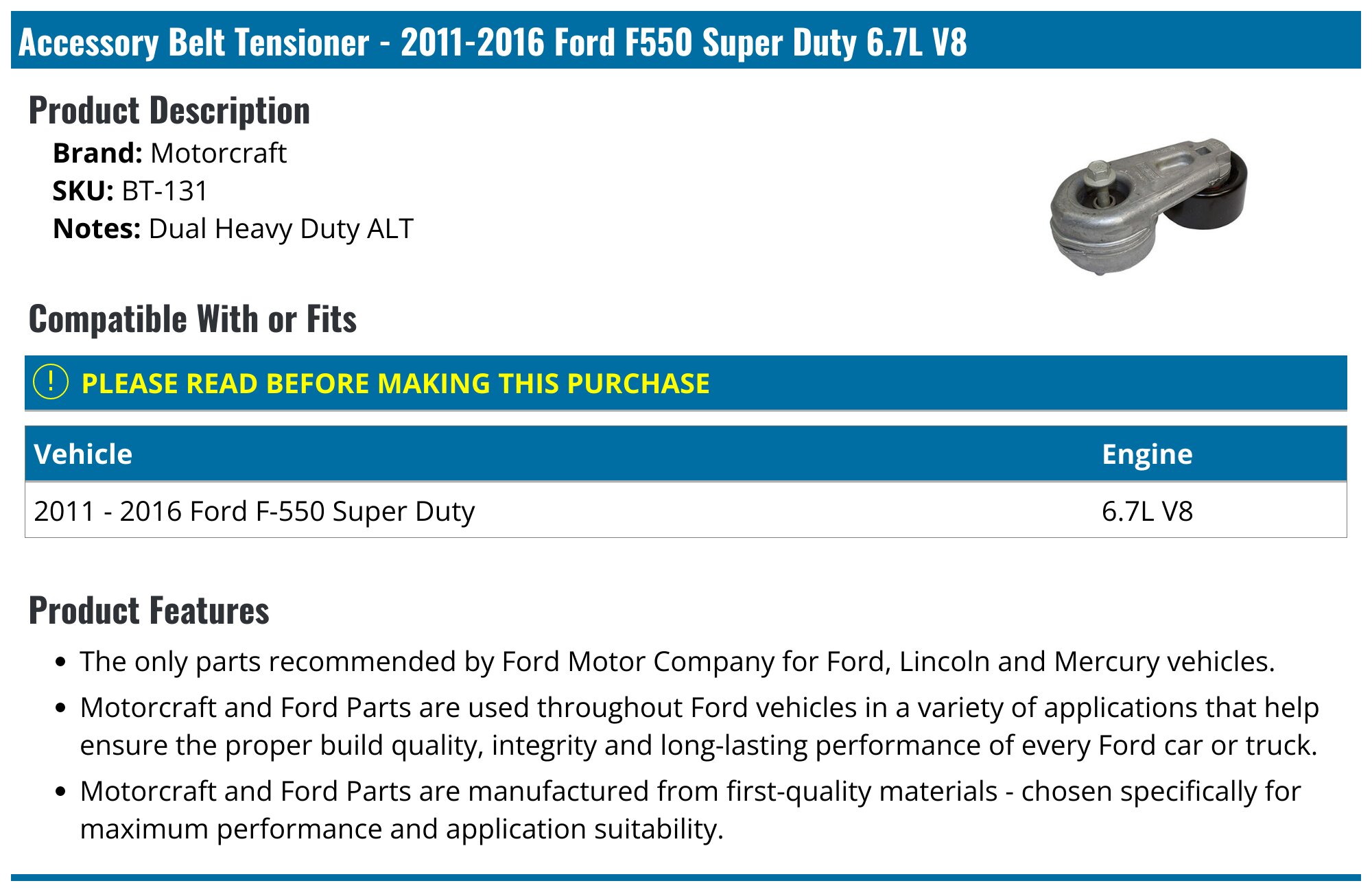 Ford Timing Belt Tensioner | F150 F250 Super Duty F350 Super Duty F350 Ford Timing Belt Tensioner | F150 F250 Super Duty F350 Super Duty F350