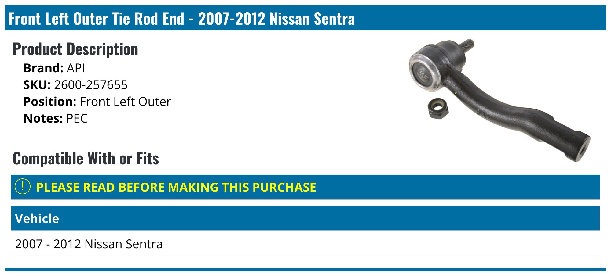 Nissan Sentra Tie Rod Recall