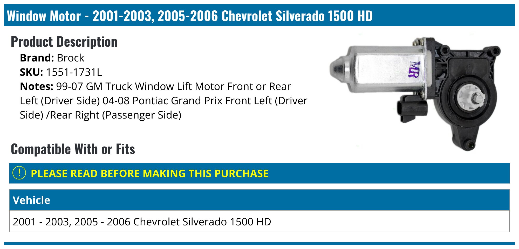 New Power Window Regulator W/ Motor Front Left Driver Side for Ford
