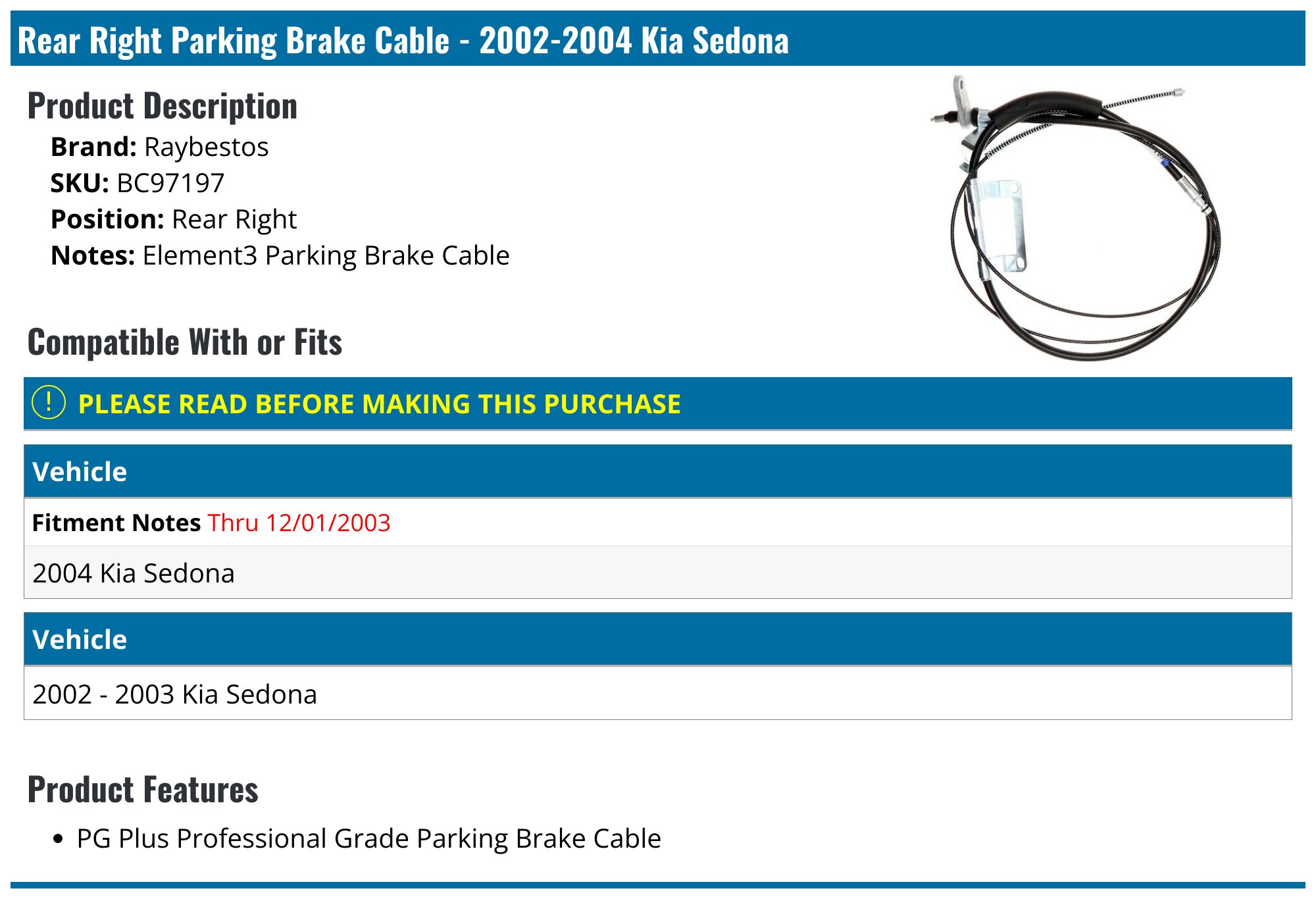 Toyota Genuine 46410‑60670 Parking Brake Cable Assy Land Cruiser Prado 1995–2002
