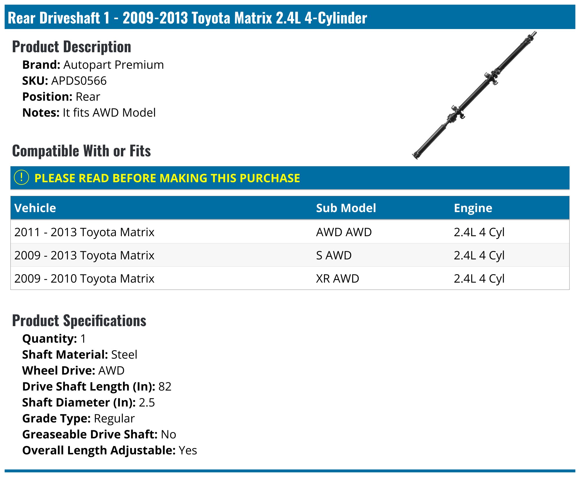 2010 Toyota Matrix Transfer Case Seal
