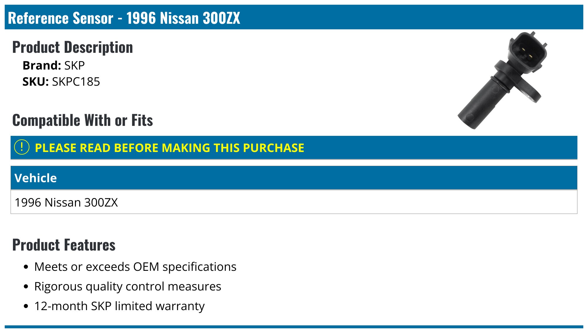 1996 Nissan 300ZX Crank Position Sensor - SKP SKPC185 - PartsGeek.com