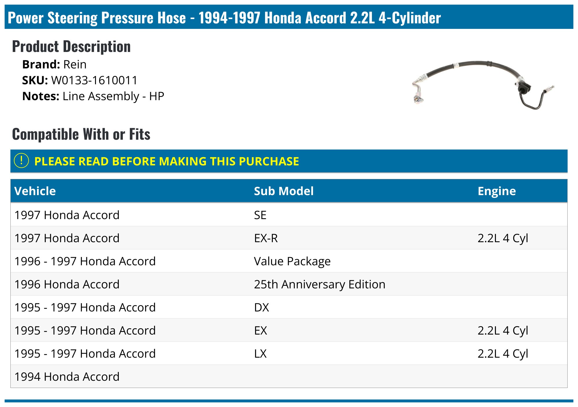 A-Premium Power Steering Return Line Hose Assembly Compatible with Acura CL 1997-1999 Honda Accord 1994-1997 Lower Intermediate Pipe 2-PC Set A-Premium Power Steering Return Line Hose Assembly Compatible with Acura CL 1997-1999 Honda Accord 1994-1997 Lower Intermediate Pipe 2-PC Set