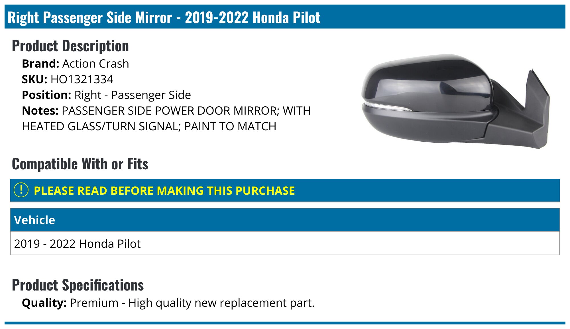 Extraordinary 2020 Honda Pilot Passenger Side Mirror Replacement Photos
