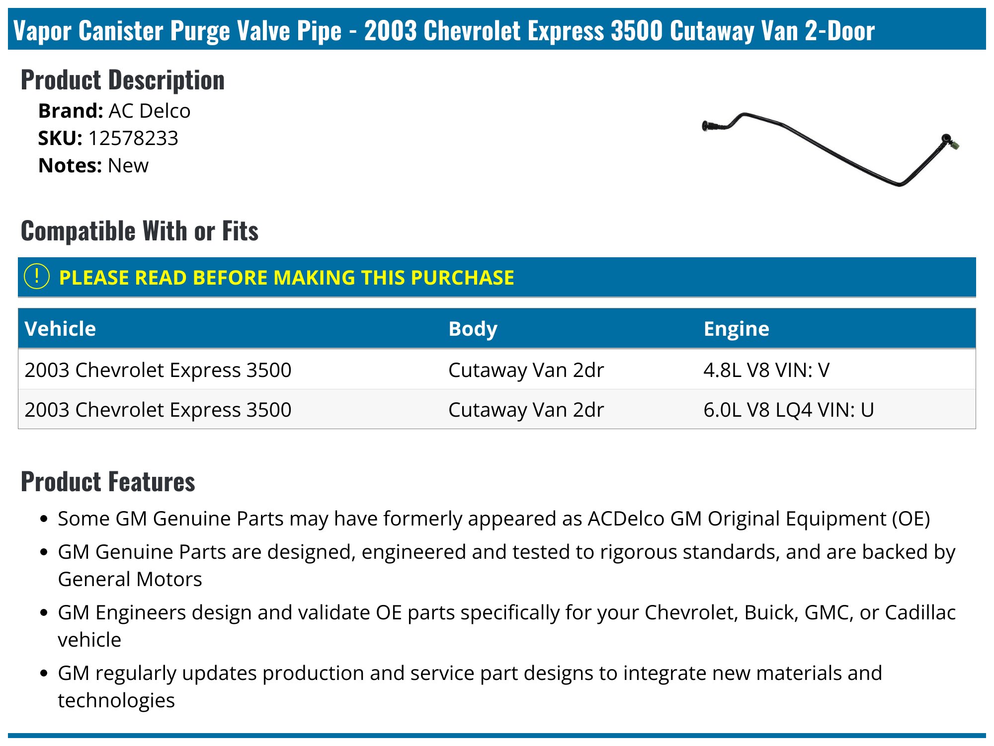 thumbnail interactive-video image 1 of Motor Emission Vapor Canister Purge Valve For 2004-2007 Chevy Equinox & Express V8 1 of 6